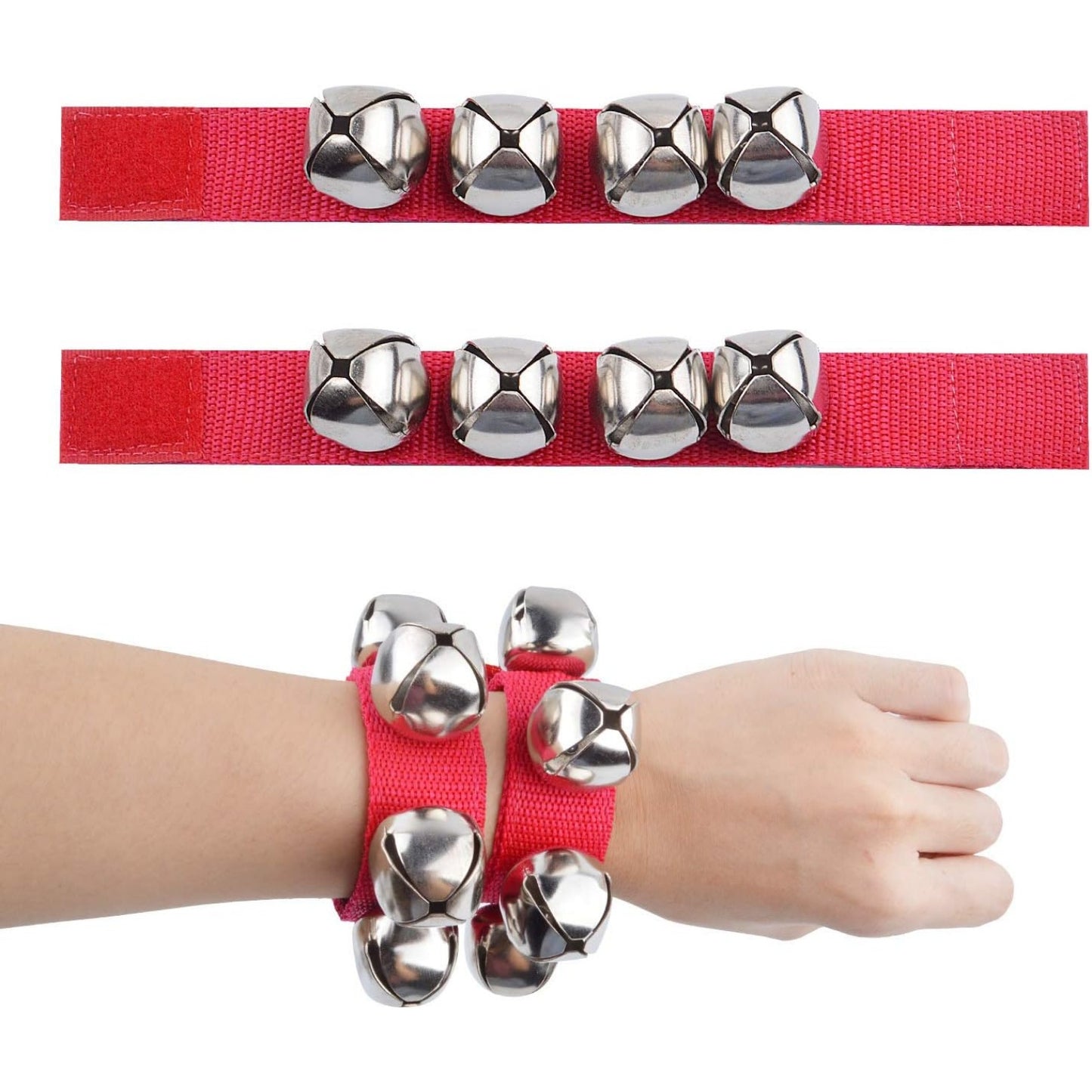 2 Pcs Christmas Musical Tambourine And Wrist Shaking Jingling Bells