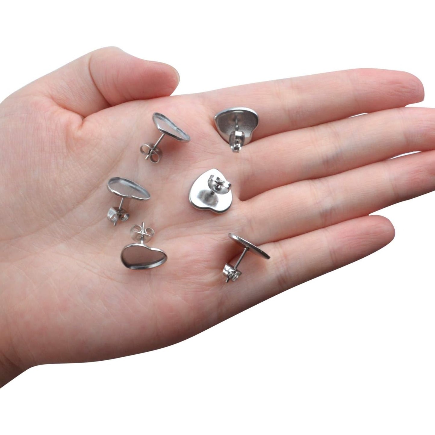 Earring Cabochon Settings, 40 Pieces Cabochon Stud Earrings Blank Heart Shape Earring Bezel Tray with 40 Pieces Earring Safety Backs for Jewelry Making,Bronze