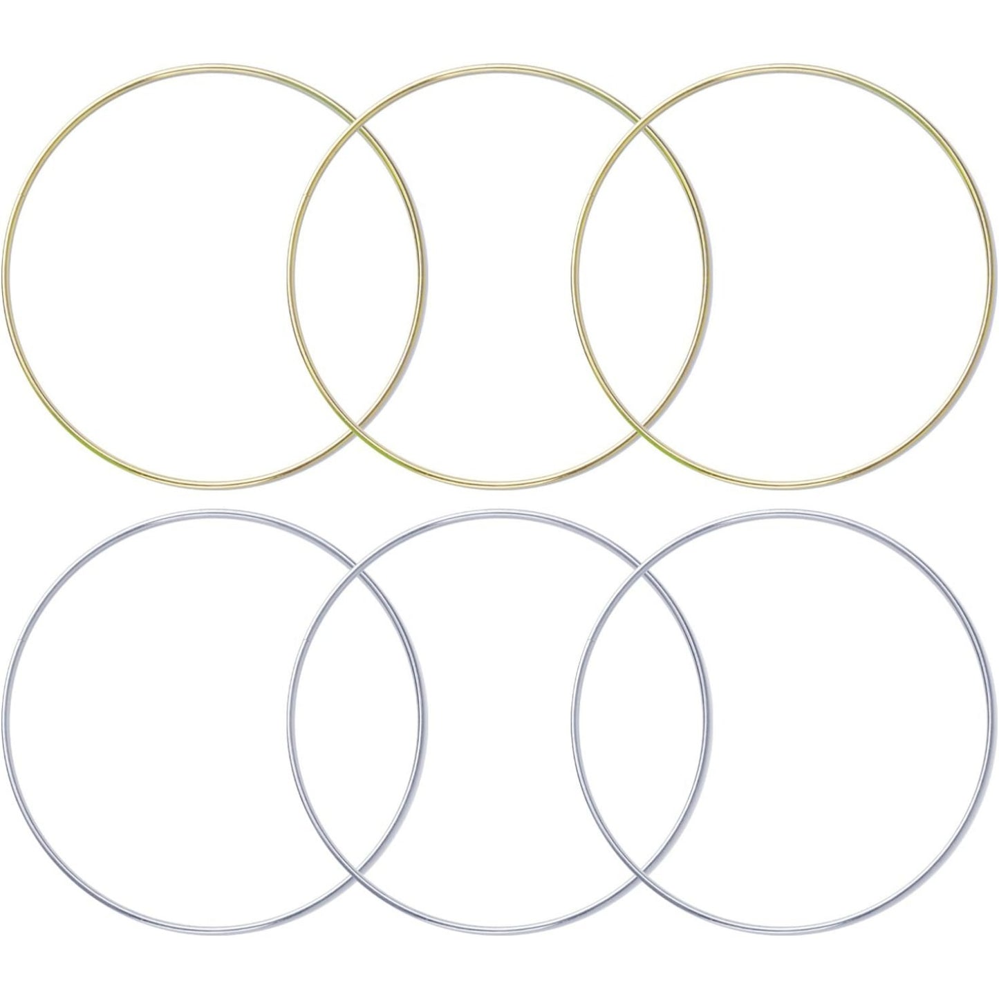 BronaGrand 6pcs Metal Rings Hoops Macrame Rings for Dream Catchers and Crafts,6 inch, Gold and Silver