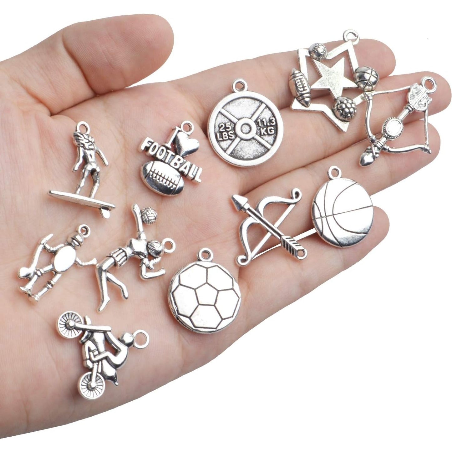 Sport Charms,62pcs Alloy Sport Theme Charms Ball Game Sports Charms Pendants for DIY Necklace Earrings Bracelets Keychain Jewelry Making