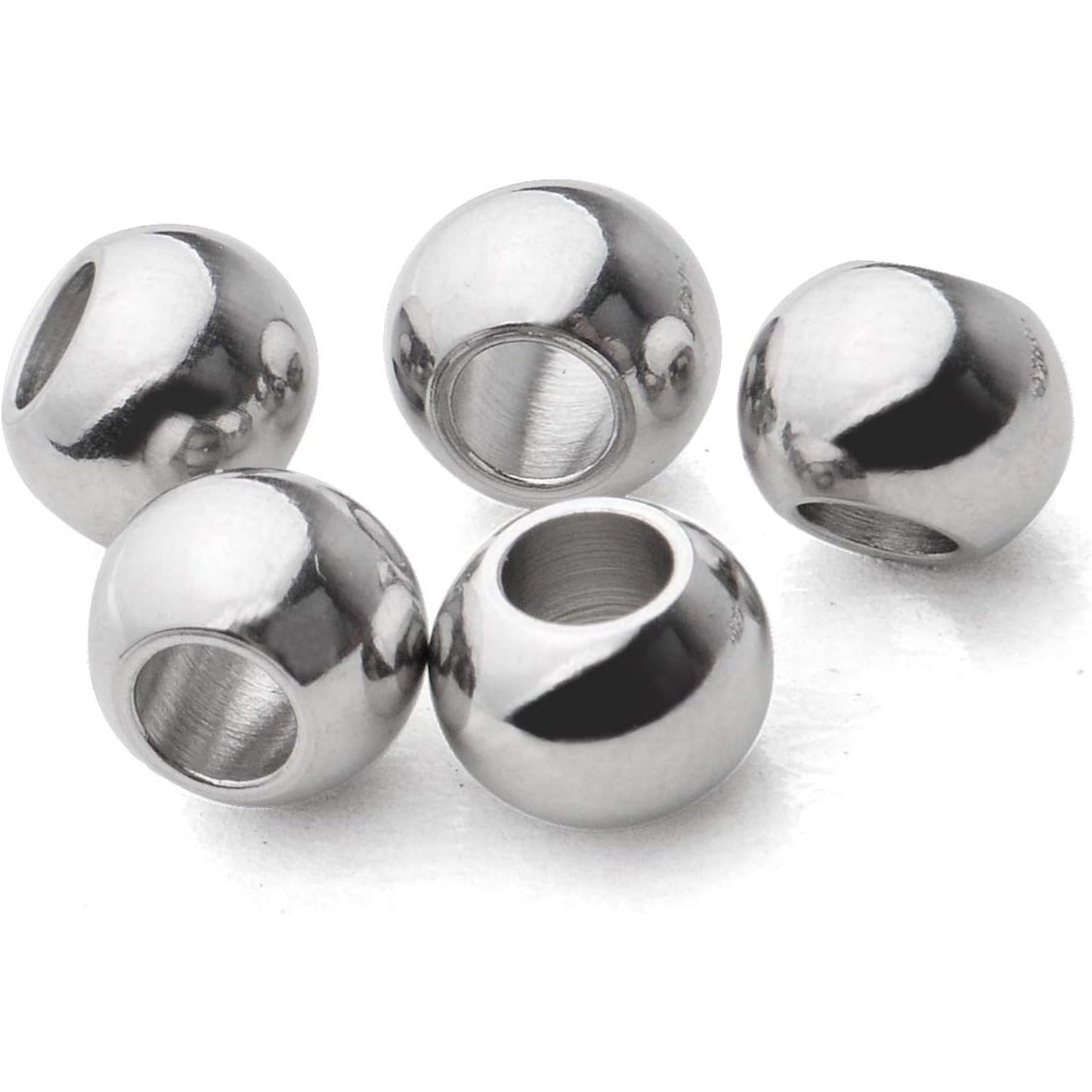 100pcs Smooth Round Spacer Beads 304 Stainless Steel Rondelle Beads Spacers Seamless Loose Beads for DIY Crafts Jewelry Bracelet Necklace Making(6×4mm, Hole:3mm)