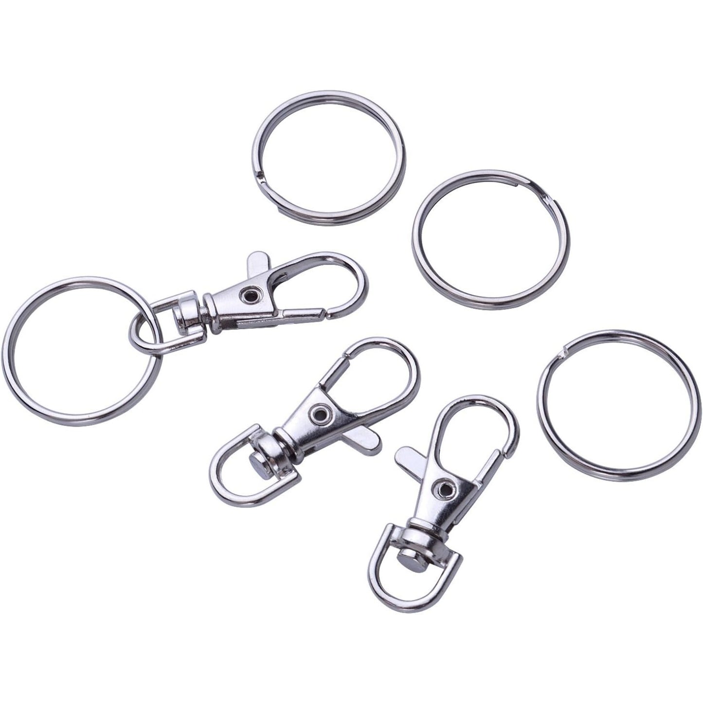 60 PCS Swivel Lanyard Snap Hooks Strong Key Chain Rings and Lobster Clasps Trigger Clips for DIY Bags, Jewelry and Craft Making