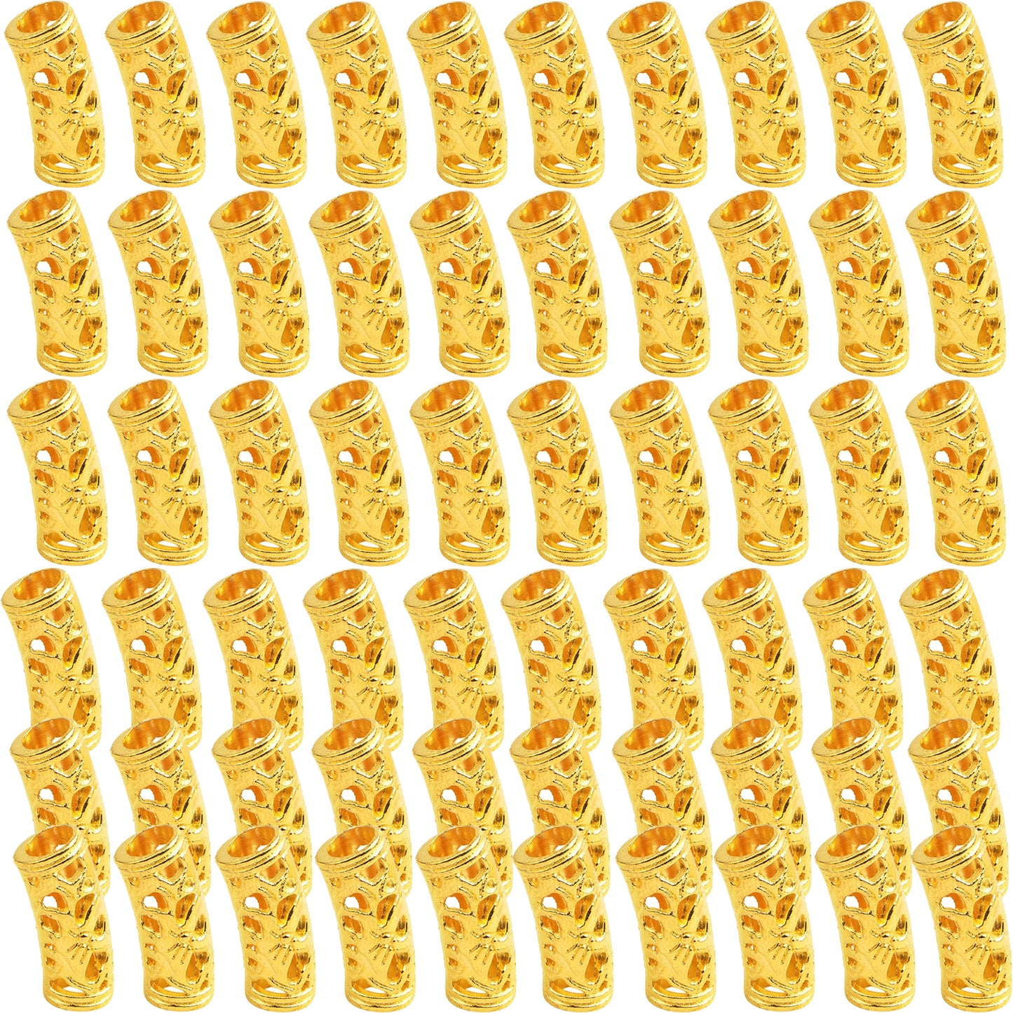 60pcs Tibetan Hollow Column Spacer Beads Alloy Large Hole Long Curved Tube Slide Loose Beads for DIY European Charms Jewelry Making Findings, 3 Colors, Hole: 5 mm