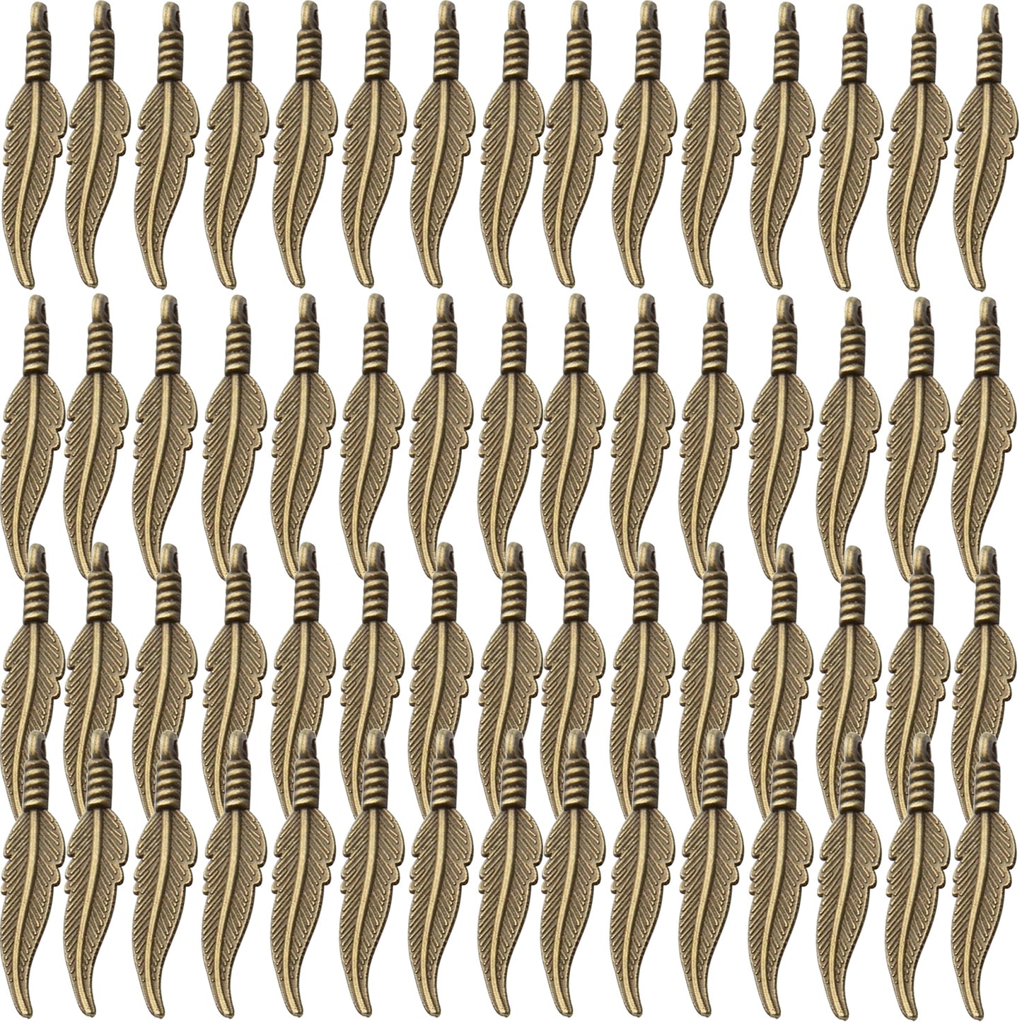 60pcs Craft Supplies Feather Charms Pendants Tibetan Alloy Leaf Charms for DIY Earring Necklace Jewelry Making Accessory,6 Colors