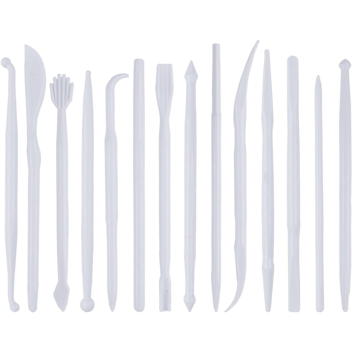 BronaGrand Set of 14 Mini Plastic Crafts Clay Modeling Tool for Shaping and Sculpting (White)