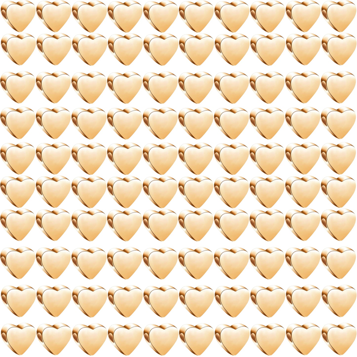 100 Pieces Heart Shape Beads European Heart Spacers Loose Beads Jewelry Heart Charms for DIY Jewelry Necklace Earring Bracelet Handmade Crafts Supplies (Gold, Silver)