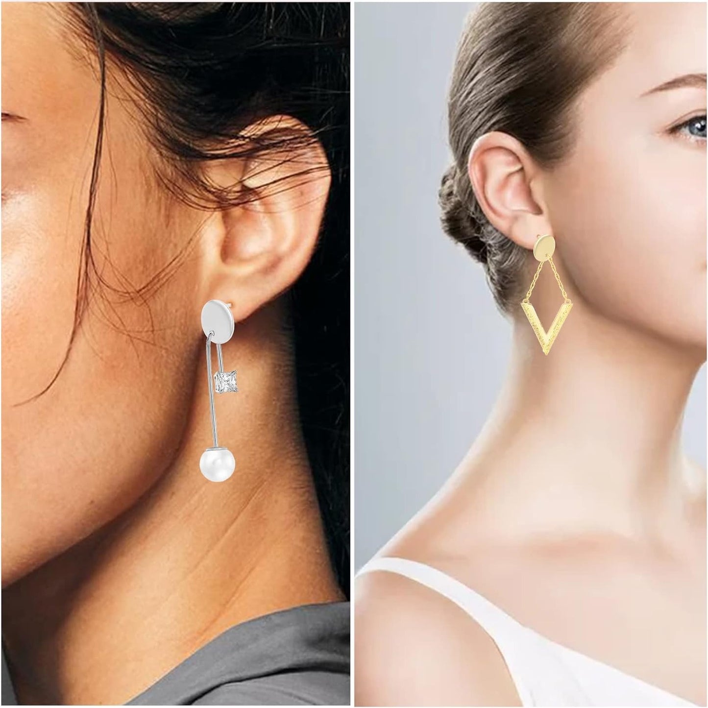20pcs Stainless Steel Round Earring Studs Hypoallergenic Flat Earring Post with Loop and 20pcs Clear Earring Backs Stoppers for Jewelry Making, 2 Colors