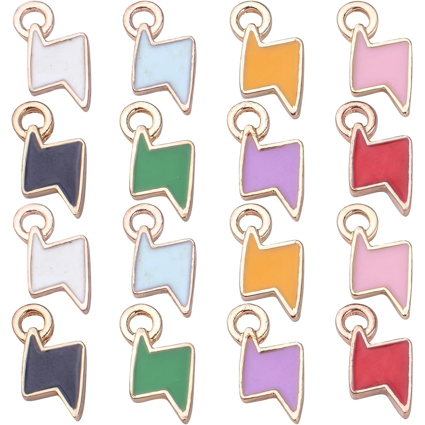 40pcs 8 Colors Enamel Lightning Charms Alloy Flash Thunder Shape Pendants Mini Cute Dangle Accessories for DIY Bracelet Necklace Earrings Jewelry Making Supplies