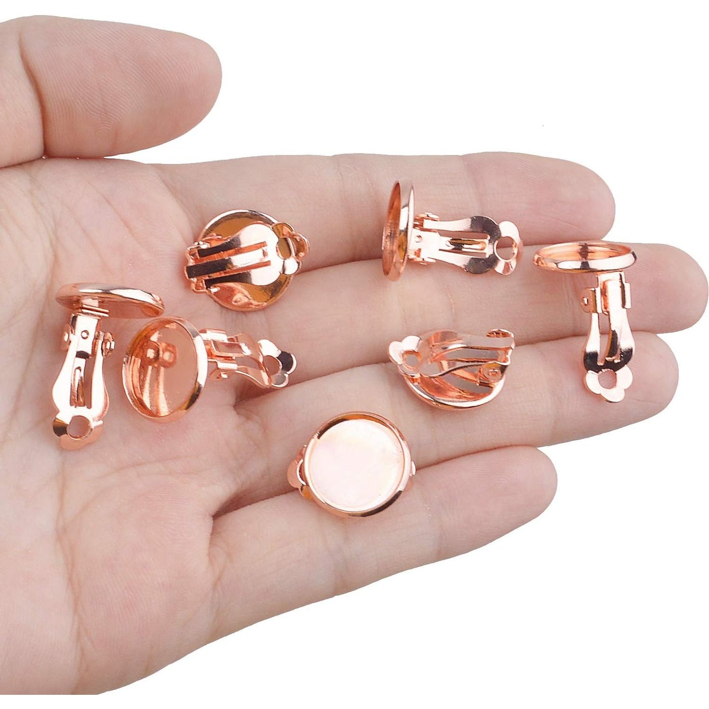 Clip-on Earring Converters, 20pcs (10 Pair) Flat Round Earring Trays 12mm Earring Cabochon Setting Converter for Non Pierced Ears Earring Making - Silver