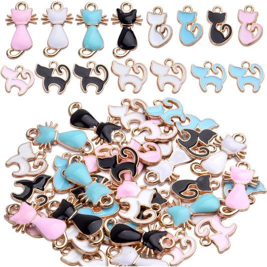 36pcs Enamel Cat Charm Pendant Cute Charms for DIY Jewelry Making Necklace Bracelet Earring,3 Styles