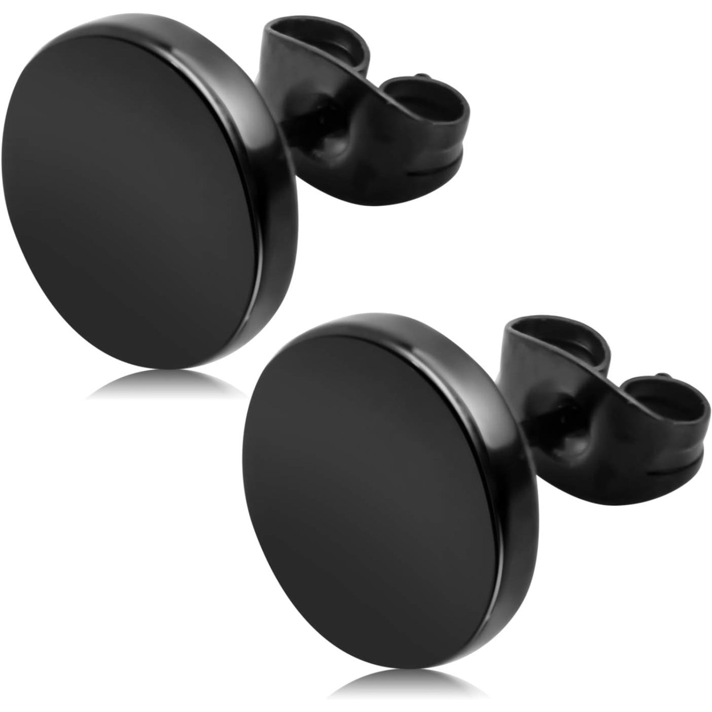 Black Round Stud Earrings, 7 Pairs Stainless Steel Dot Earrings Hypoallergenic Earrings Studs for Man Woman, 3mm/4mm/5mm/6mm/7mm/8mm/10mm
