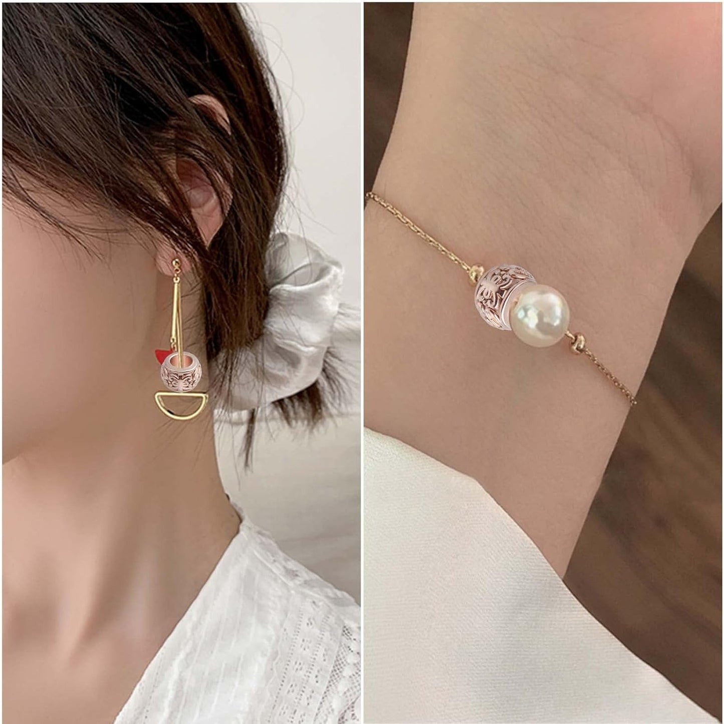 100pcs Rose Golden Rondelle Spacer Beads Alloy Large Hole Beads Tube Column Loose Spacer Beads Craft Supplies for DIY European Bracelet Necklace Jewelry Making