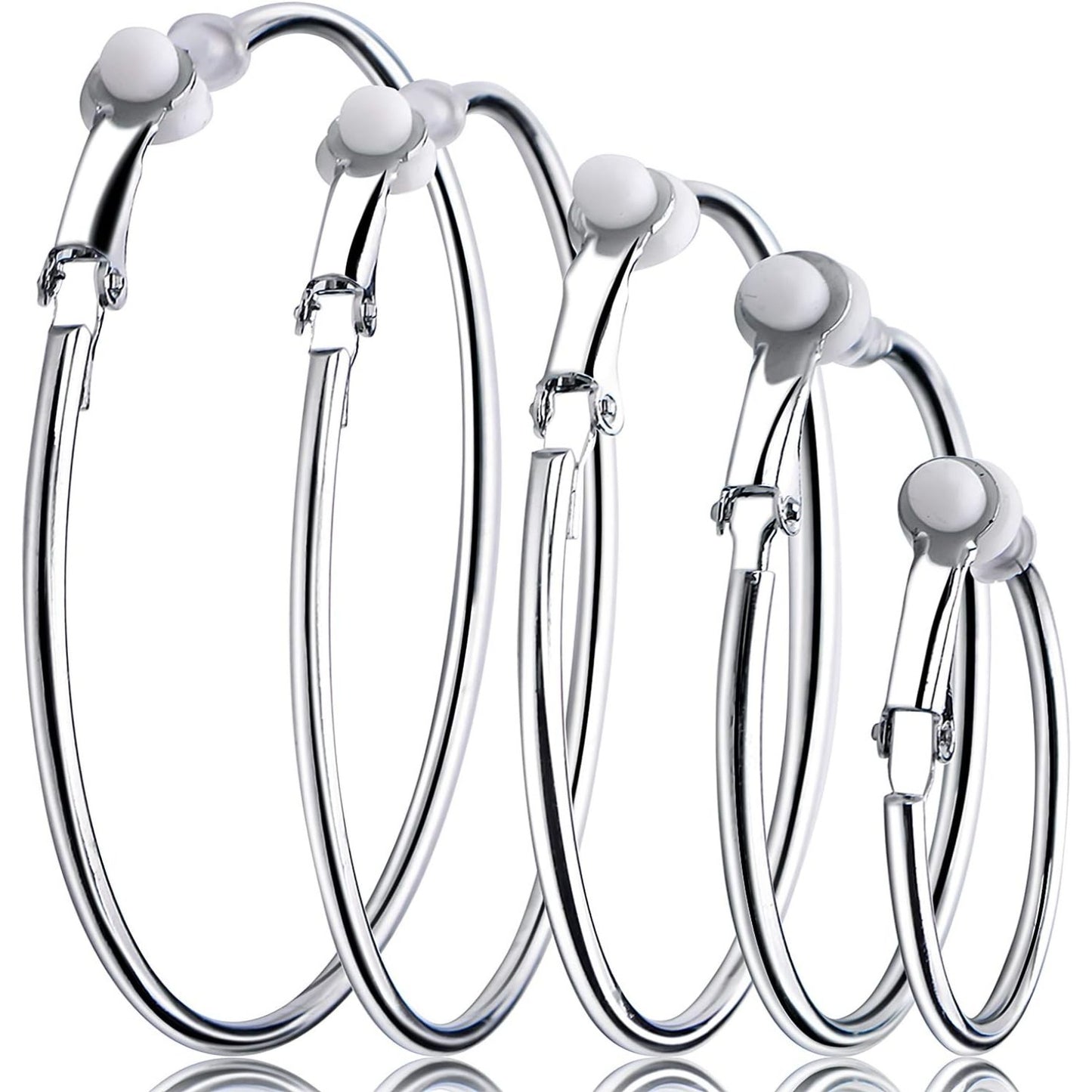 5 Pairs Gold Clip on Earrings Hoop Non Piercing Women Clip Earrings for Women, 5 Sizes