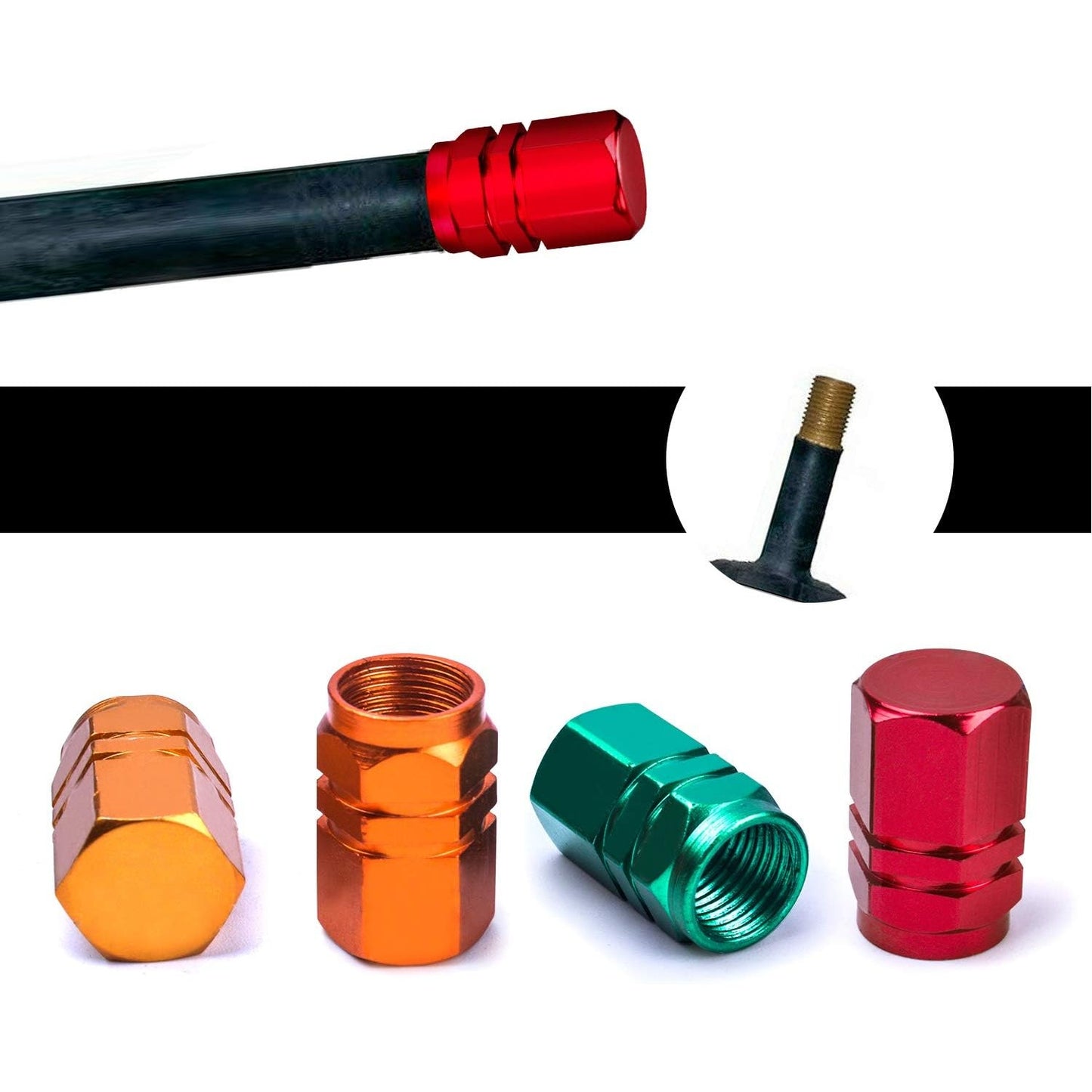 20 Pieces Schrader Tire Valve Caps, Aluminum Alloy Bicycle Bike Tire Valve Caps Dust Covers 10 Colors