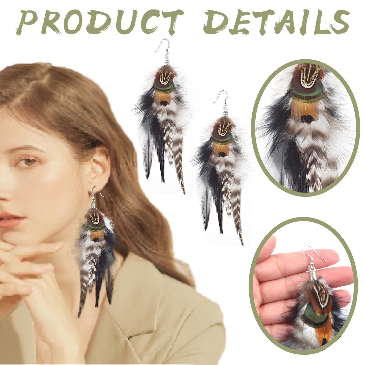 Bohemian Long Feather Earrings for Women Handmade Tassel Dangle Earrings Handmade Feathers Statement Dangling Earring Hooks for Women Ladies Wedding Party Jewelry Gifts