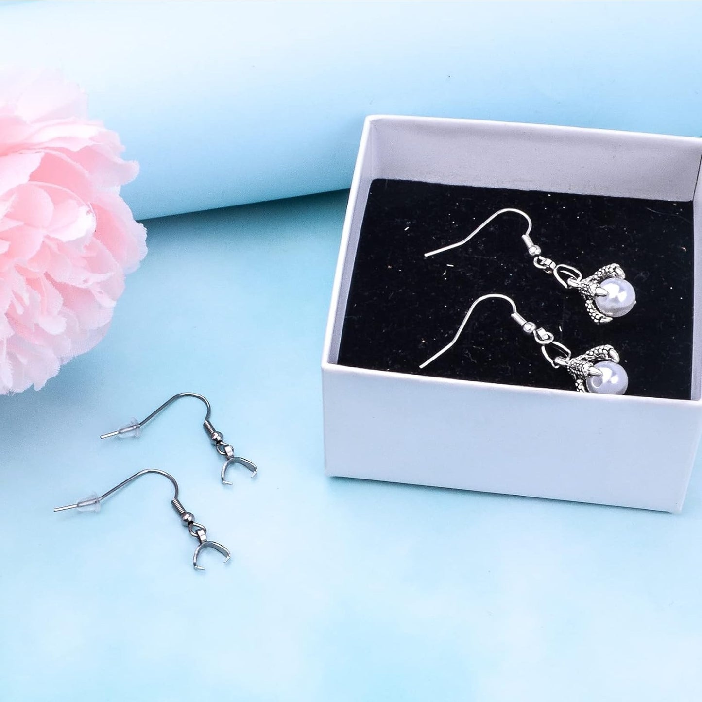 30pcs Stainless Steel Earring Hooks Ear Wire Buckle French Fish Hook Earrings with Pendant Clasp and 30pcs Silicone Bullet Earring Backs for DIY Craft Jewelry Making, Golden