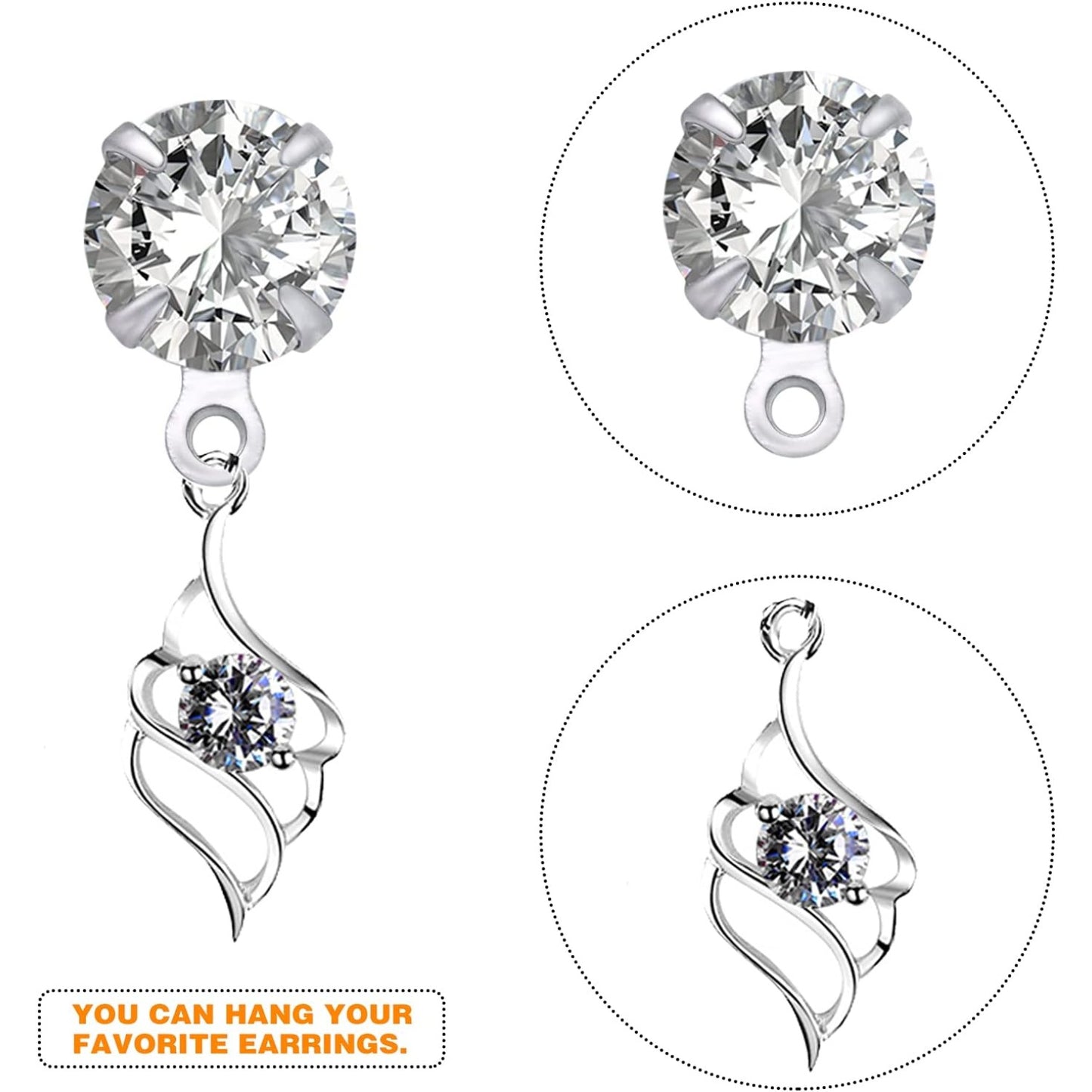 80pcs 4mm/5mm/6mm/8mm Rhinestone Earrings Posts with Loop Hypoallergenic Metal Earrings Studs and 80pcs Butterfly Earring Backs for DIY Dangle Earrings Design Jewelry Making, Silver