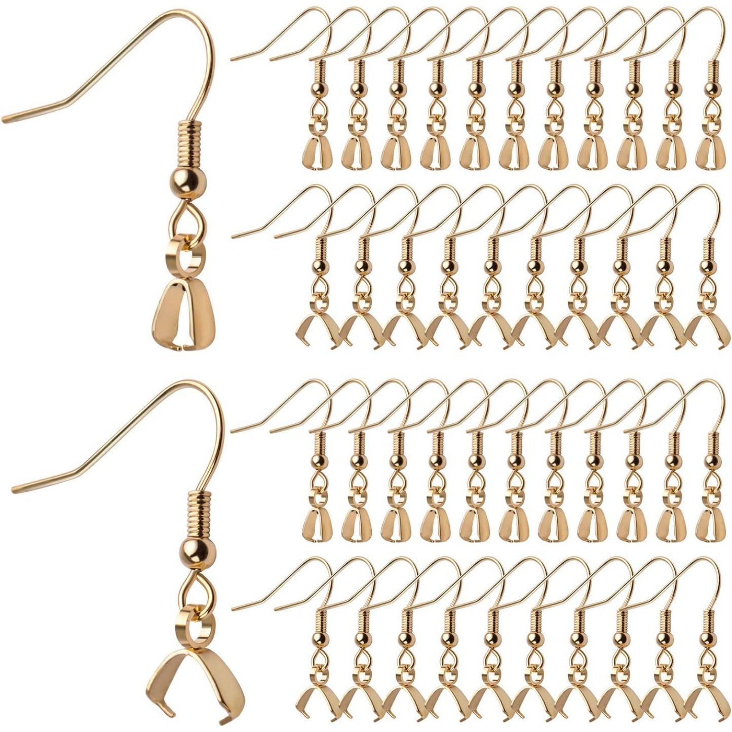 50pcs Stainless Steel Earring Hooks Hypoallergenic French Wire Earring Ball Hooks with Pendant Clasp for Crafts DIY Jewelry Making