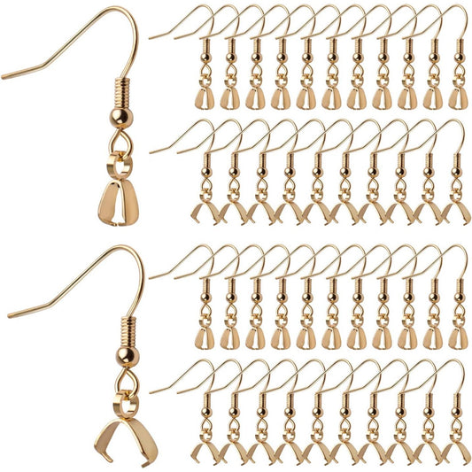 50pcs Stainless Steel Earring Hooks Hypoallergenic French Wire Earring Ball Hooks with Pendant Clasp for Crafts DIY Jewelry Making