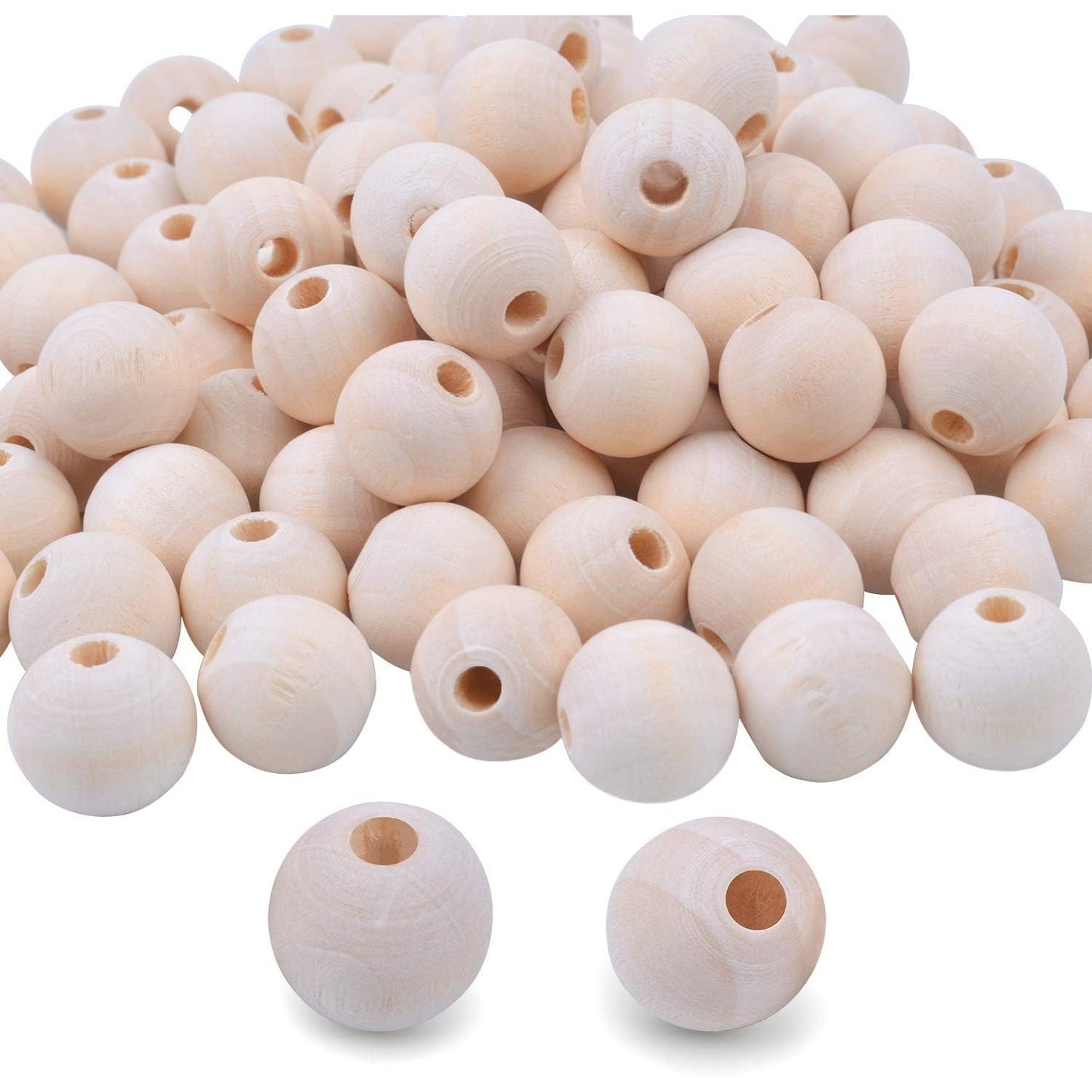 100pcs 16mm Natural Color Round Ball Wood Spacer Beads Jewelry Findings Charms