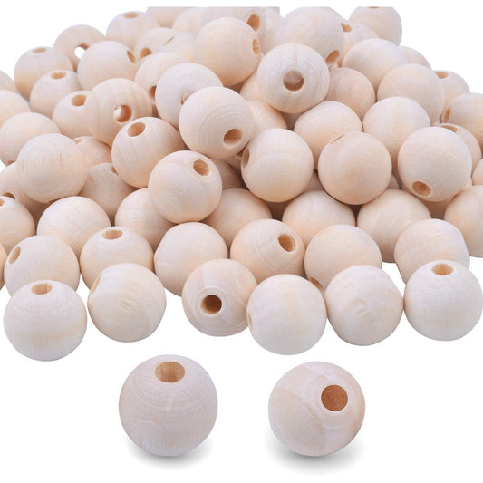 100pcs 16mm Natural Color Round Ball Wood Spacer Beads Jewelry Findings Charms