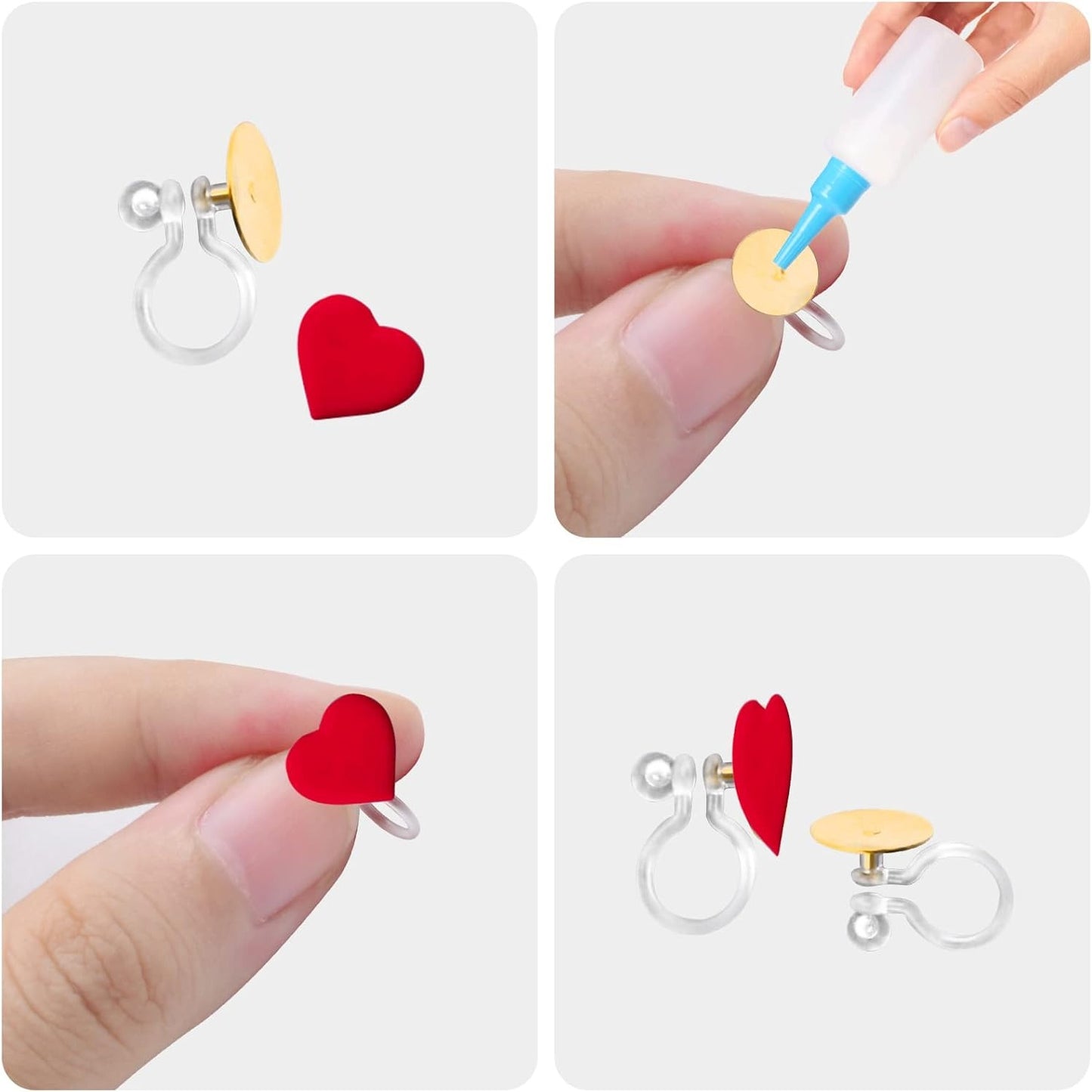 20pcs 2 Colors Invisible Clip-on Earring Converters Allergy-Free Brass U Shaped Adhesive Resin Earring Clips Components for Non-Pierced Ears DIY Jewelry Making Findings