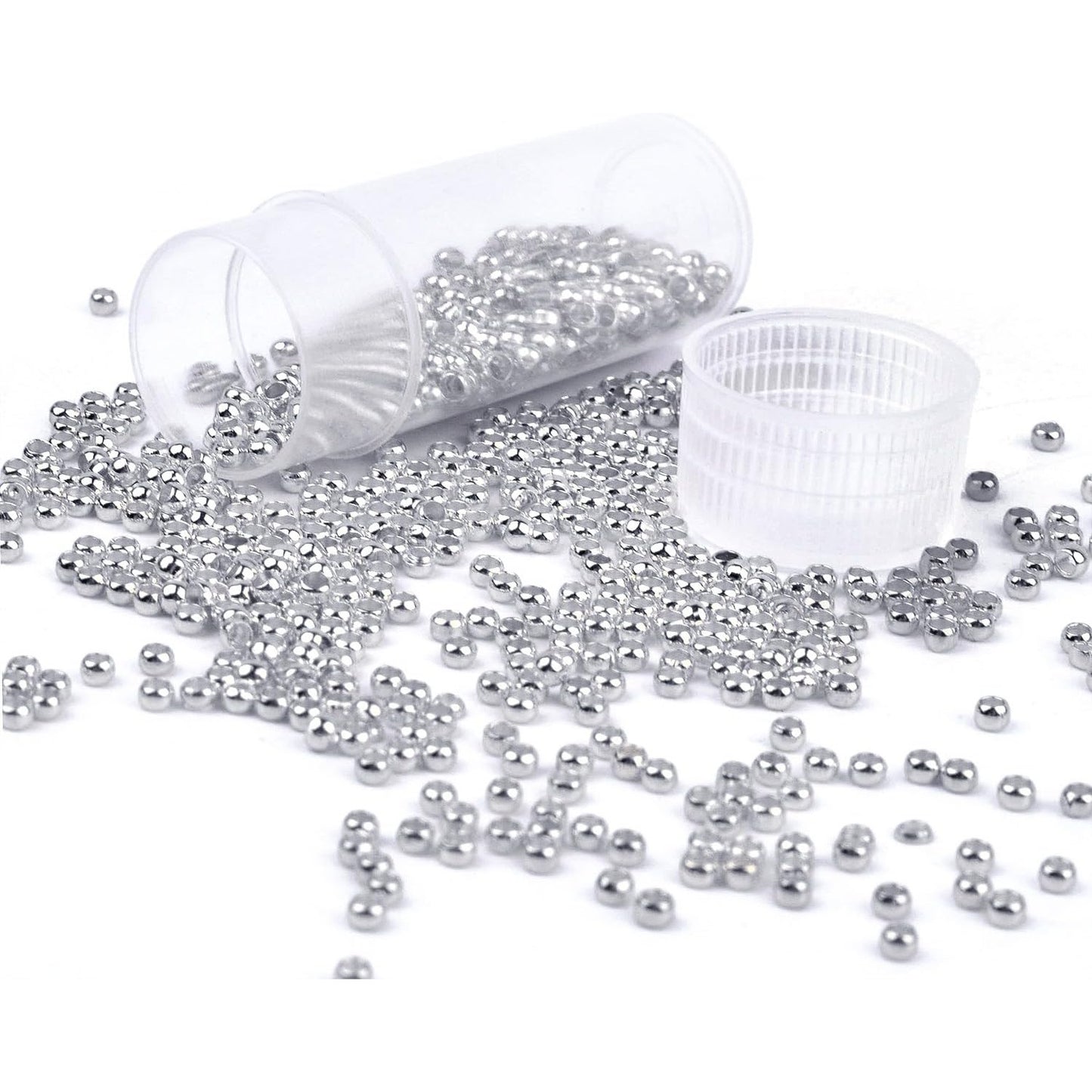 Pack of 1000 Tiny Metal Crimp Spacer Stopper Beads 2mm for Jewelry Making (Silver)