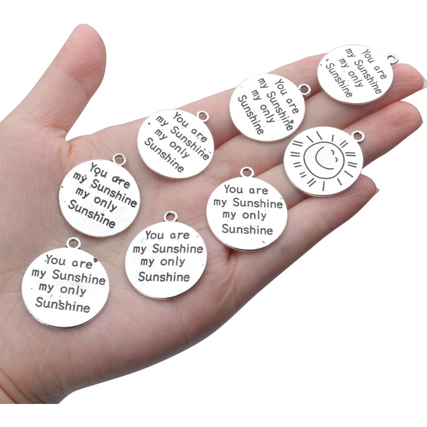 Inspirational Words Charms, 30pcs Lettering Saying Pendants (you are my sunshine my only sunshine) Charms Beads Jewelry Findings for DIY Necklace Bracelet - Double-Sided Design