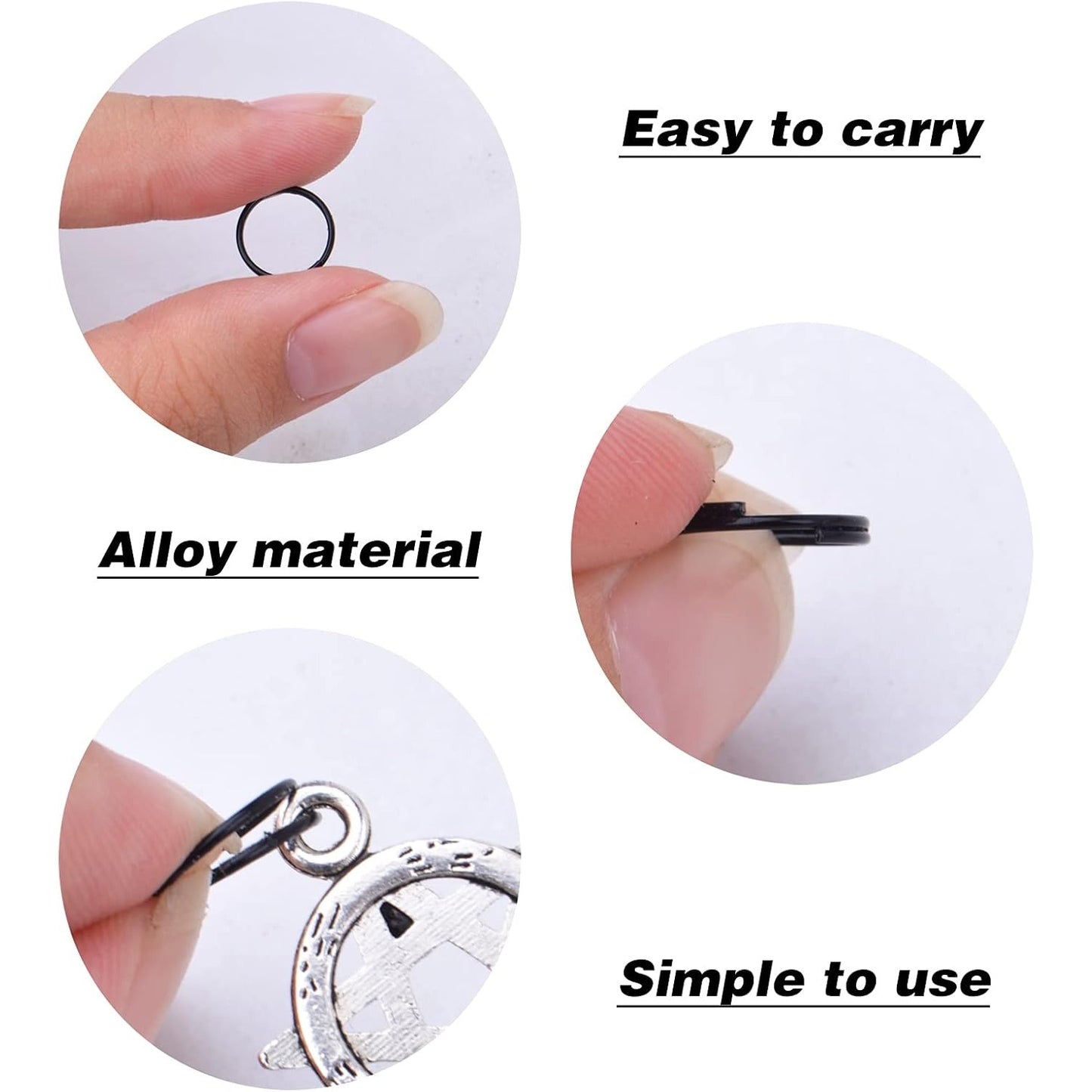 200pcs 10 mm Split Rings Alloy Double Loop Jump Rings Keychain Ring Connectors for DIY Arts Crafts Organization Home Car Office Keys Attachment, Black