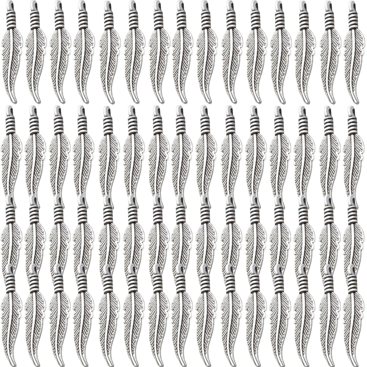 60pcs Craft Supplies Feather Charms Pendants Tibetan Alloy Leaf Charms for DIY Earring Necklace Jewelry Making Accessory,6 Colors