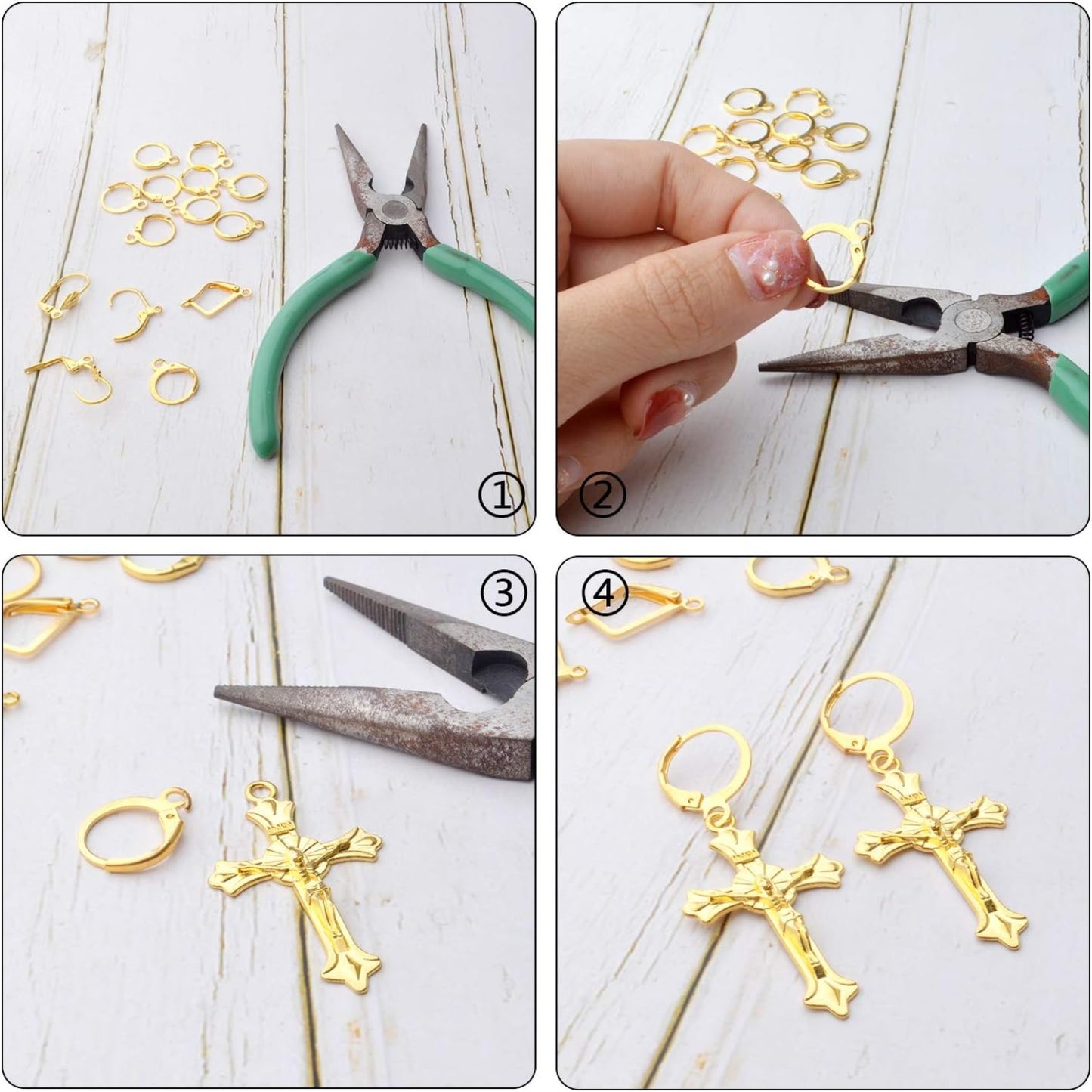 50pcs Gold French Earring Hooks Leverback Earwires Brass Hypoallergenic Ear Hooks with Open Loop for Earring Designs Supplies Jewelry Making Findings, 5 styles