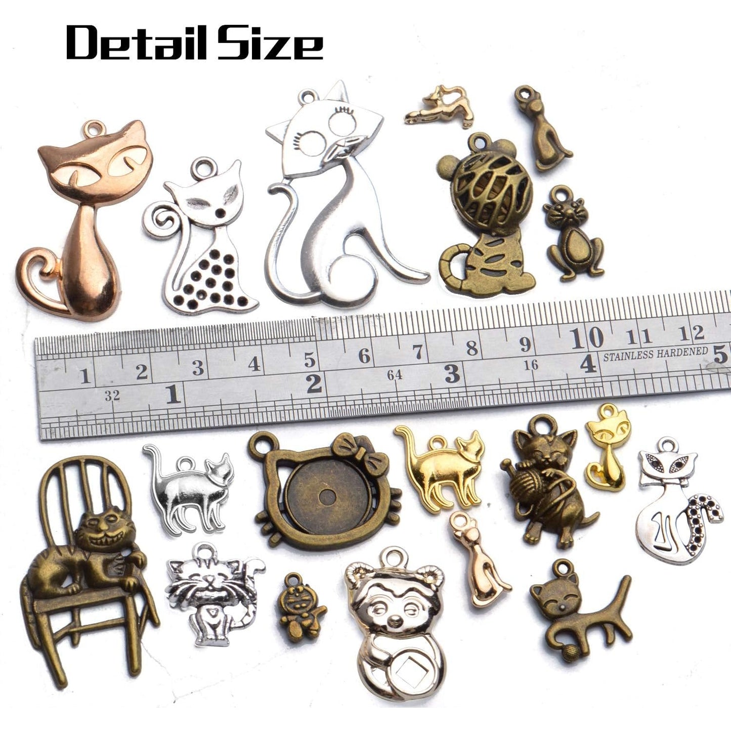Cat Charm Pendant,100 Gram Craft Supplies Tibetan Animals Pet Pendants Mixed Alloy Cats Charms Jewelry Making Findings for Necklace Bracelet Earrings