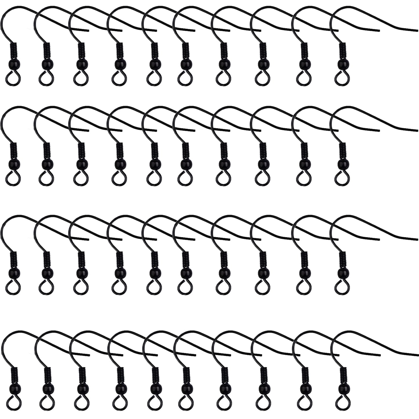 40pcs Stainless Steel Earring Hooks Hypo-allergenic Ear Wires Fish Hooks Earring Findings with 40pcs Clear Bullet Earring Backs Stoppers for DIY Jewelry Making, 4 Colors