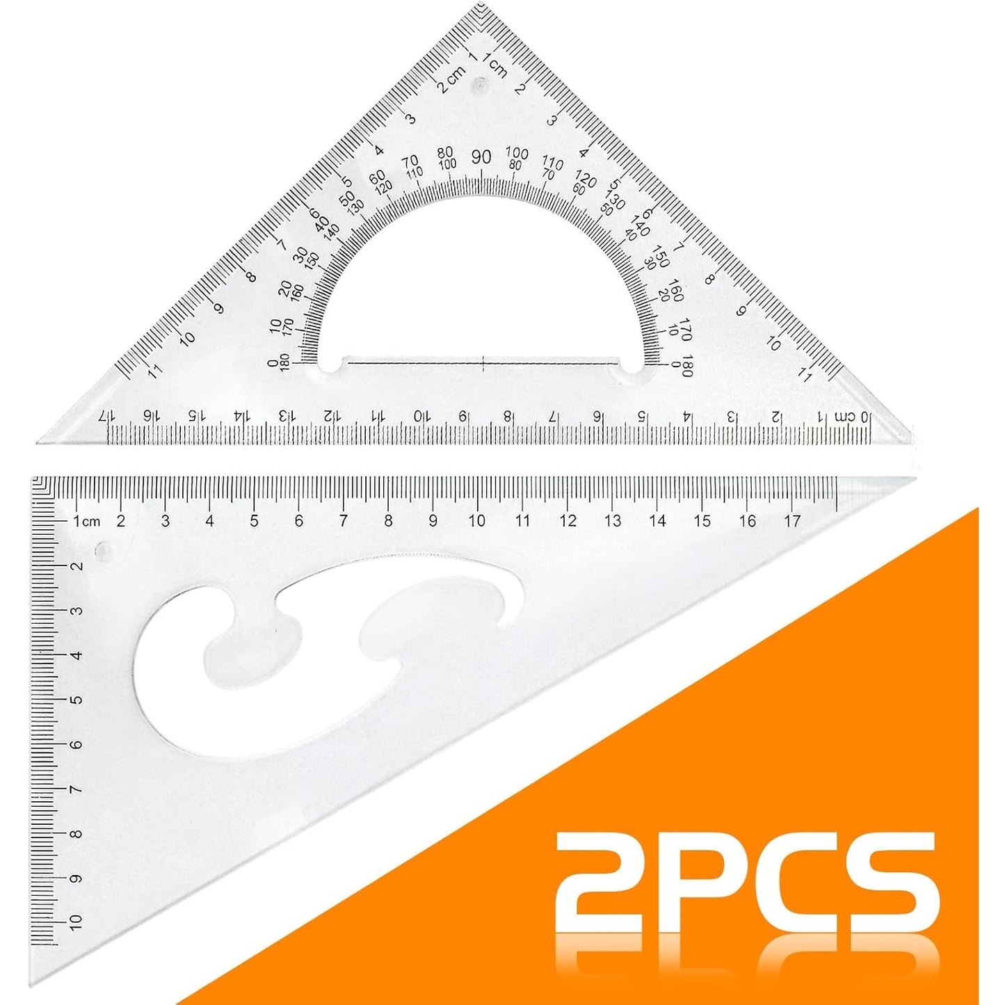Triangle Ruler Square Set, 30/60 and 45/90 Degrees, Set of 2