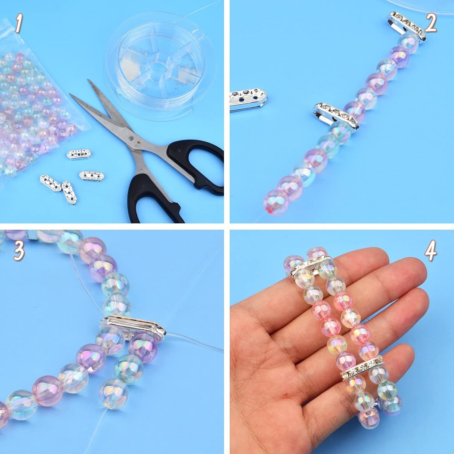 100pcs Silver Rhinestone Spacer Bars 3 Holes Crystal Spacer Beads Connector Loose Beads for DIY Multi Strand Bracelet Jewelry Making, 17.5x7mm