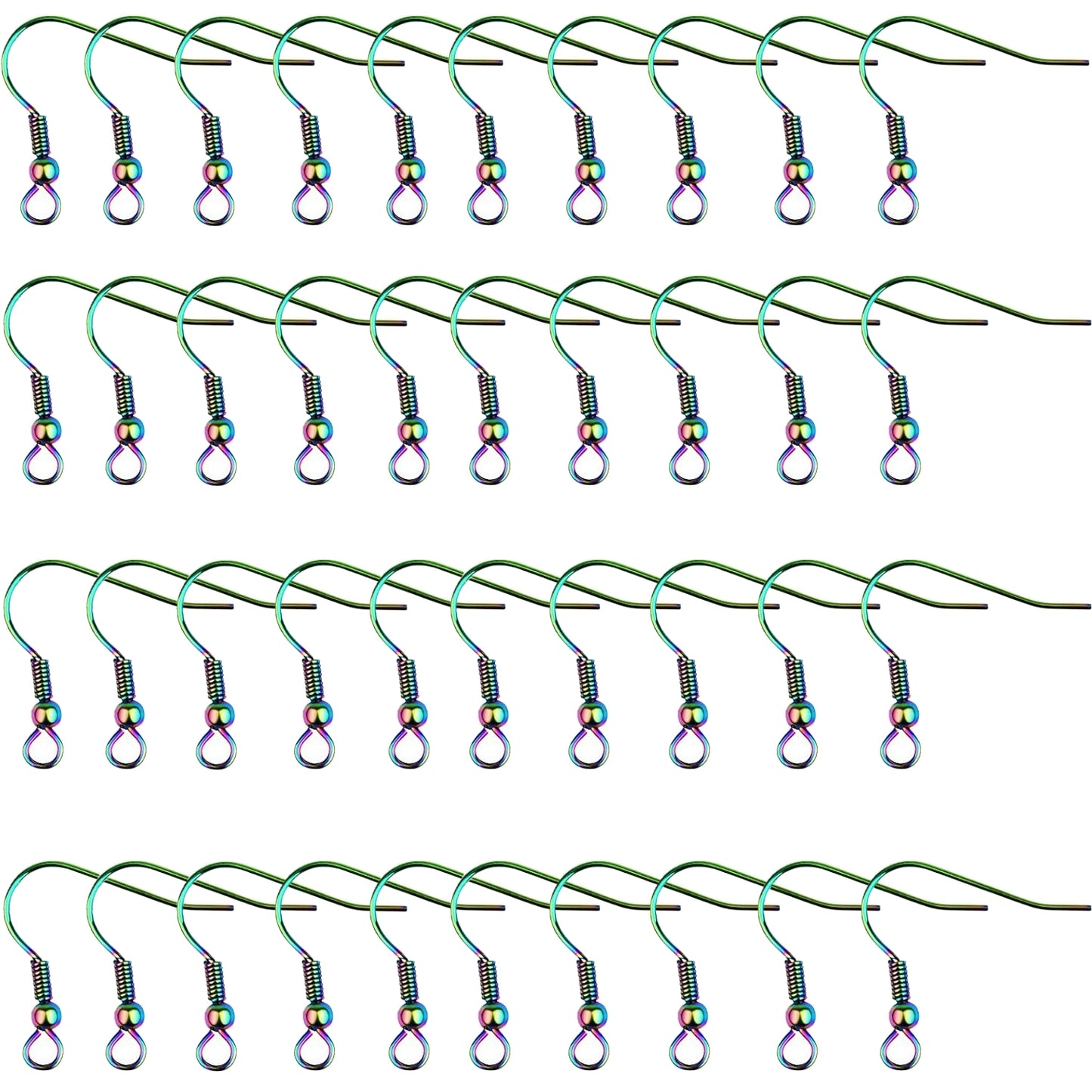 40pcs Stainless Steel Earring Hooks Hypo-allergenic Ear Wires Fish Hooks Earring Findings with 40pcs Clear Bullet Earring Backs Stoppers for DIY Jewelry Making, 4 Colors