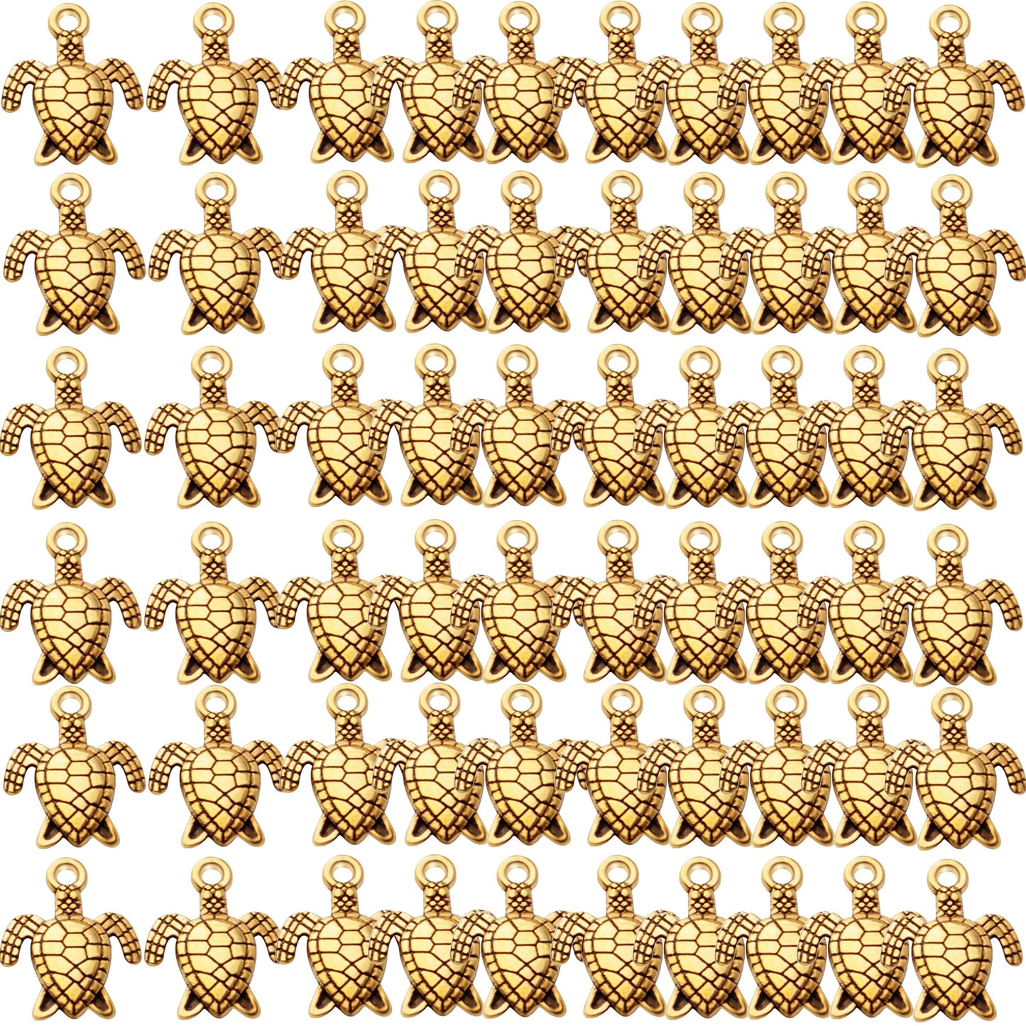 60pcs Sea Turtle Charms Alloy Tortoise Charm Pendant for DIY Necklace Bracelet Jewelry Crafts Making Accessories,5 Colors