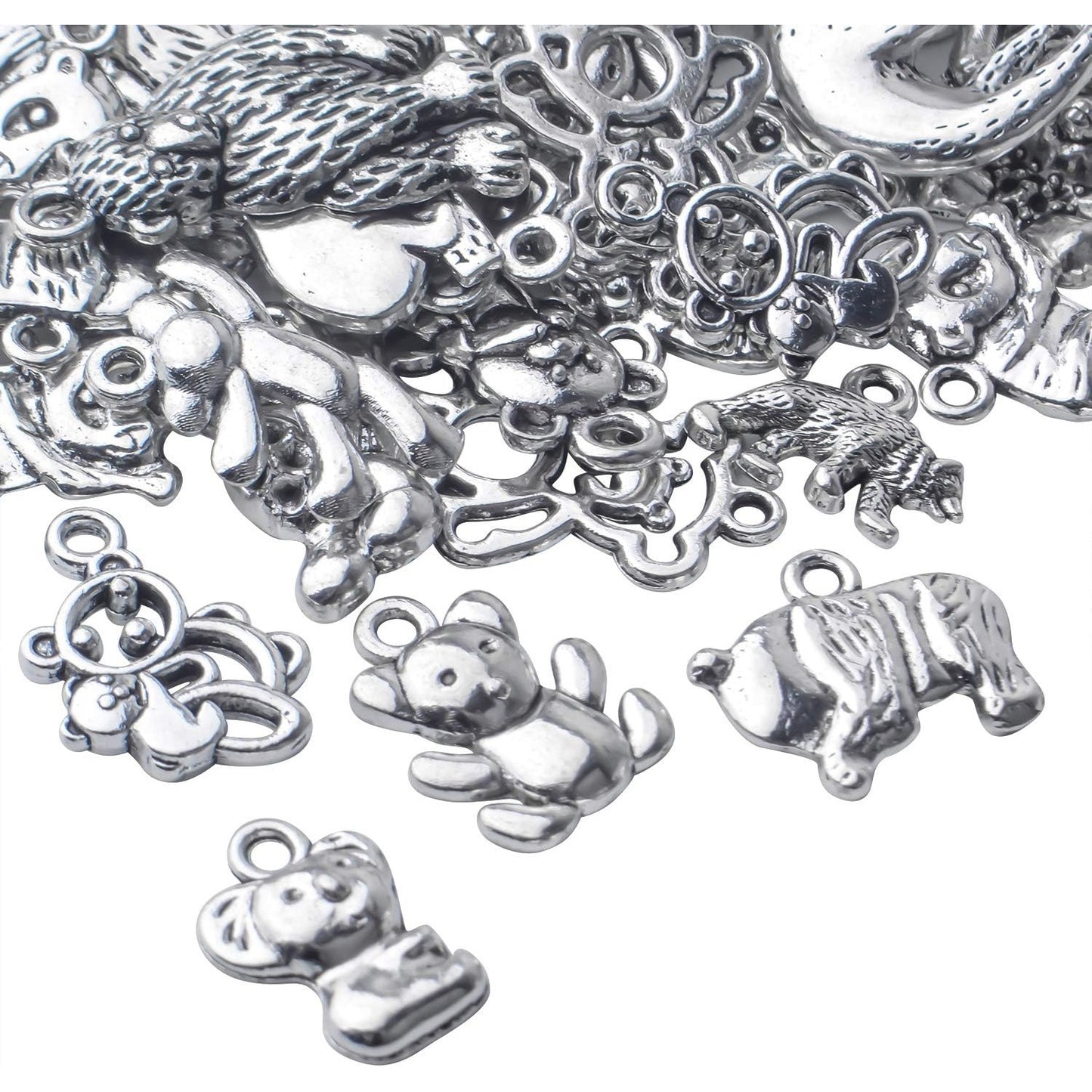 100g Antique Silver Bear Charms Alloy Animal Charms Teddy Bear Charm Pendants for DIY Bracelet Necklace Jewelry Findings Making Accessories