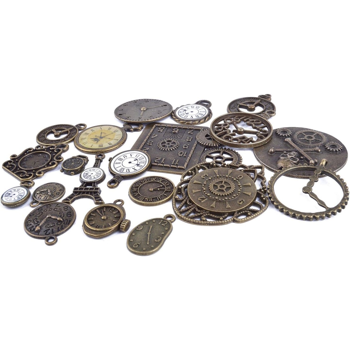 20pcs Mixed Antiqued Bronze Charms Clock Face Charm Pendant, DIY Crafts, Gears, Jewelry Making, Steampunk Pendants