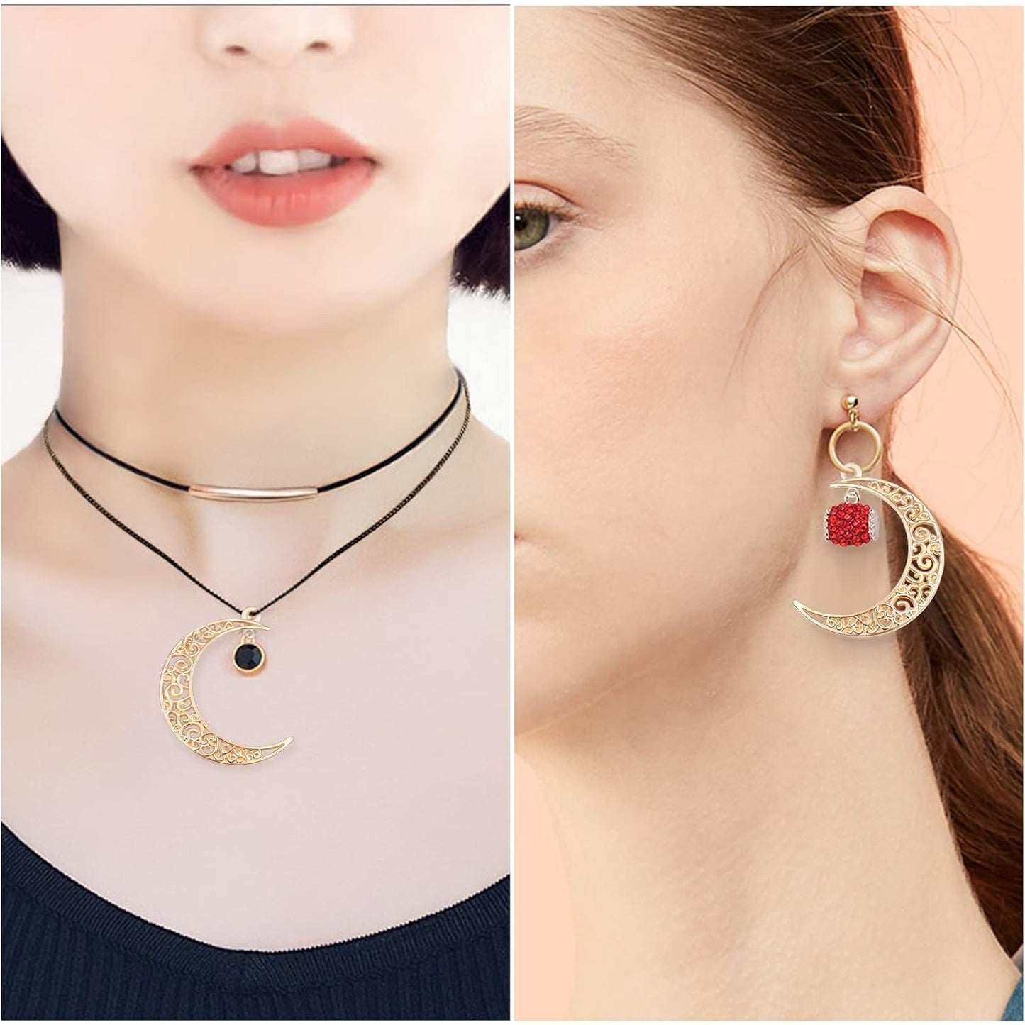 40pcs Hollow Moon Charms Crescent Moon Pendants Celestial Charms Crafts Supplies for DIY Bracelet Necklace Jewelry Making Accessory