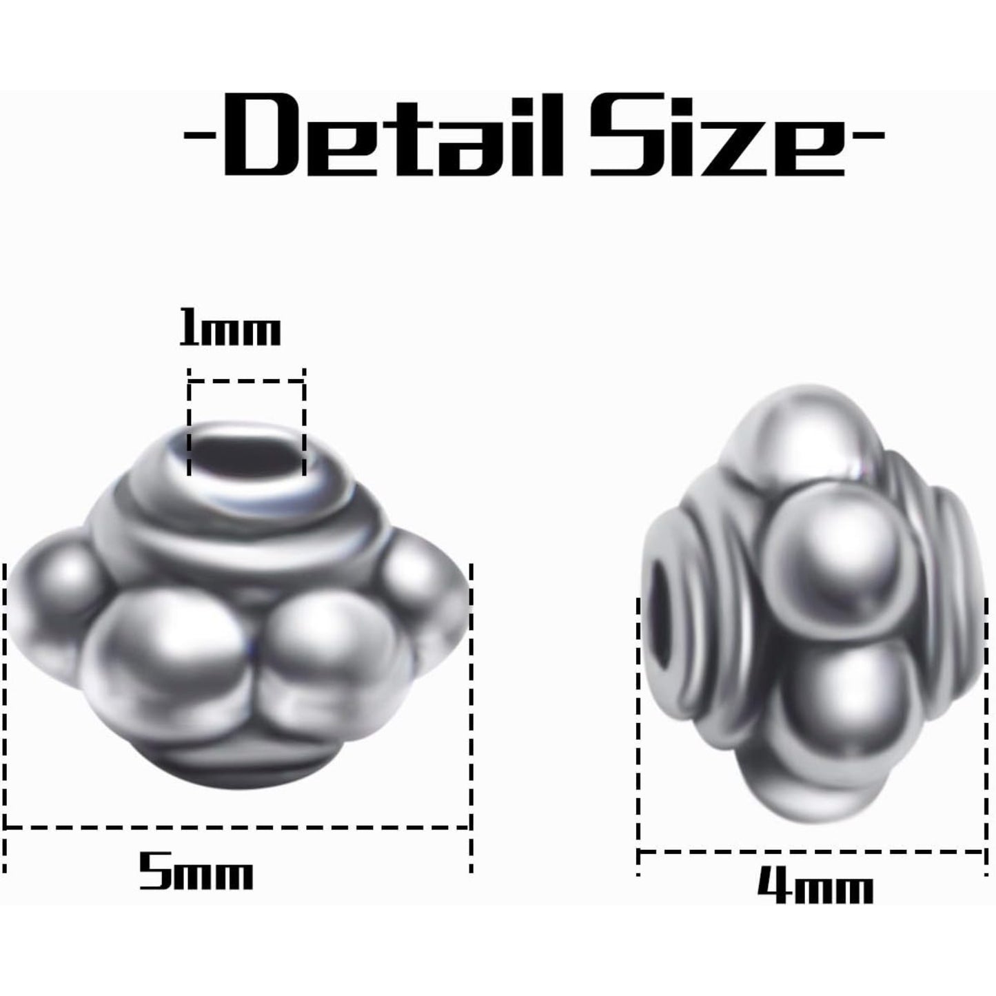 200pcs Antiqued Silver Spacer Beads Tibetan Round Spacer Bead Charms Jewelry Spacers for Bracelet Necklace Crafts Supplies,5×4mm