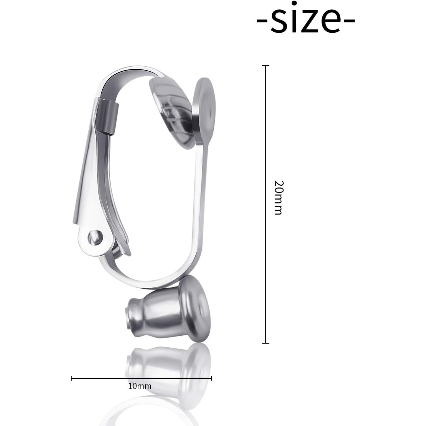 20 Pieces (10 Pairs) Stainless Steel Clip-on Earrings Converter Components with Post for Non-Pierced Ears DIY Earring - Turn Posts Into Clip-Ons