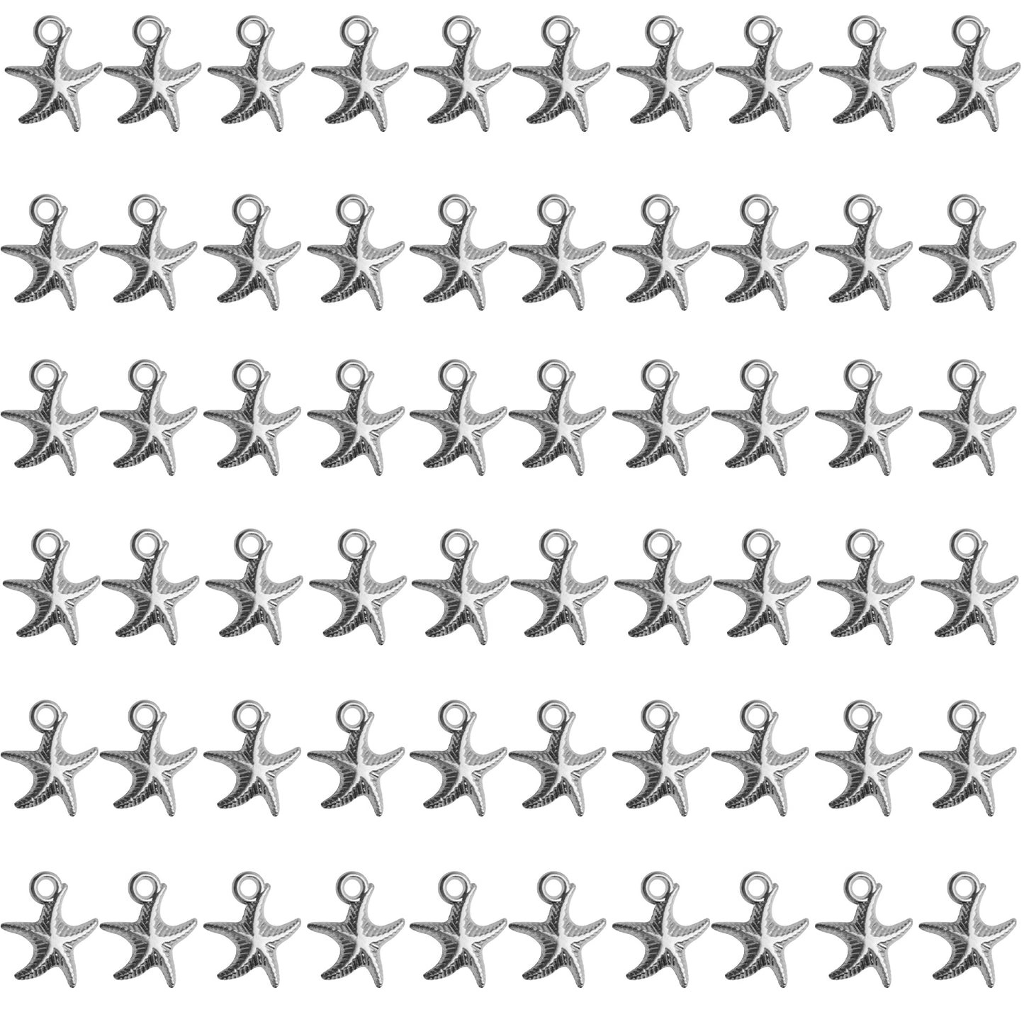 60pcs Antique Starfish Charms Sea Animal Charm Pendant Jewelry Making Accessories for DIY Necklace Bracelet Keychain