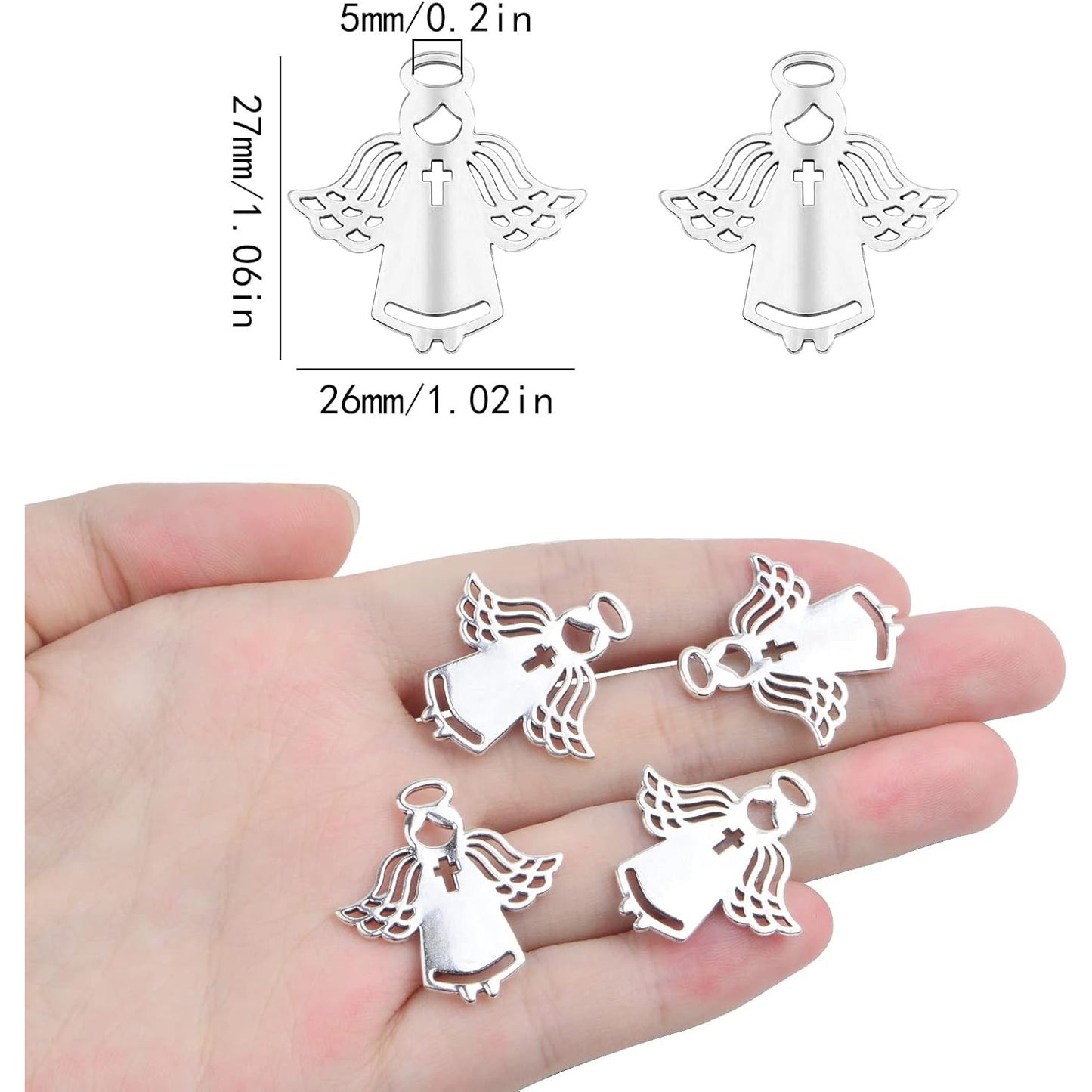 50 Pieces Antique Silver Angel Wing Pendant Charms Vintage Alloy Double Sided Guardian Fairy Wing Pendants for DIY Bracelet Necklace Jewelry Making Supplies