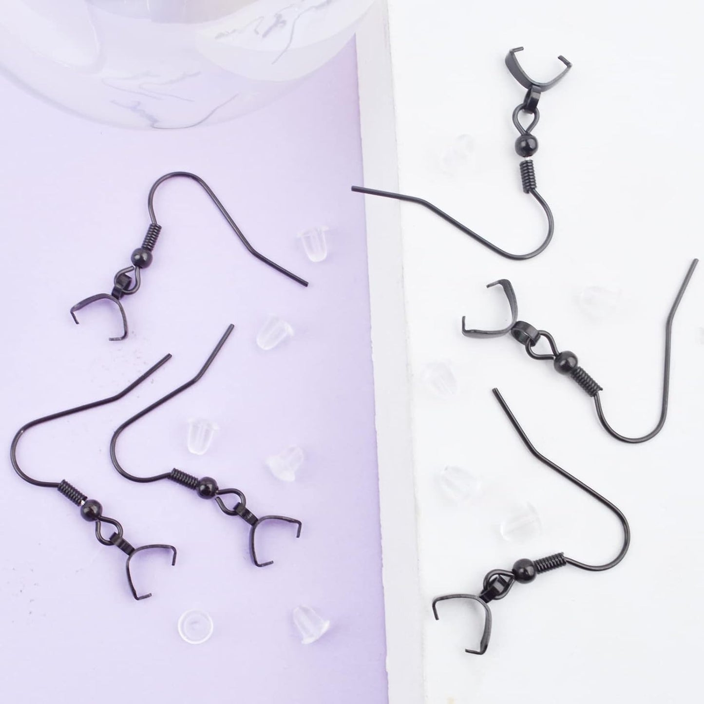 50pcs Hypoallergenic Earring Hooks - Stainless Steel Wire Ear Ball Hooks with Pendant Clasp for Jewelry Making Supplies