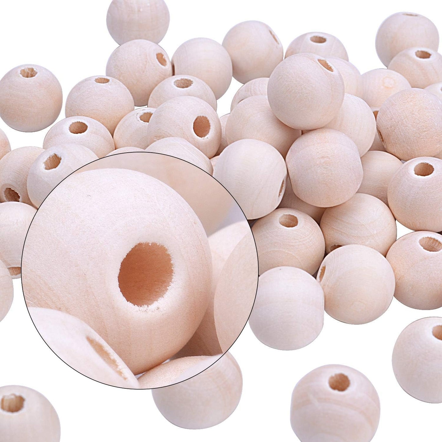 100pcs 14mm Natural Color Round Ball Wood Spacer Beads Jewelry Findings Charms
