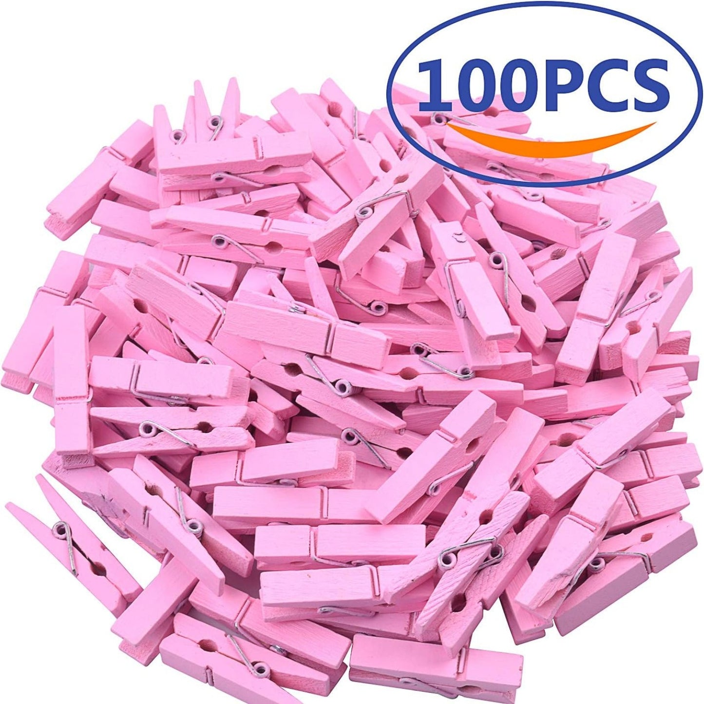 100pcs Mini Pink Wooden Utility Paper Clip, Clothespins Clip, Clothes Line Clips,Photo Clips