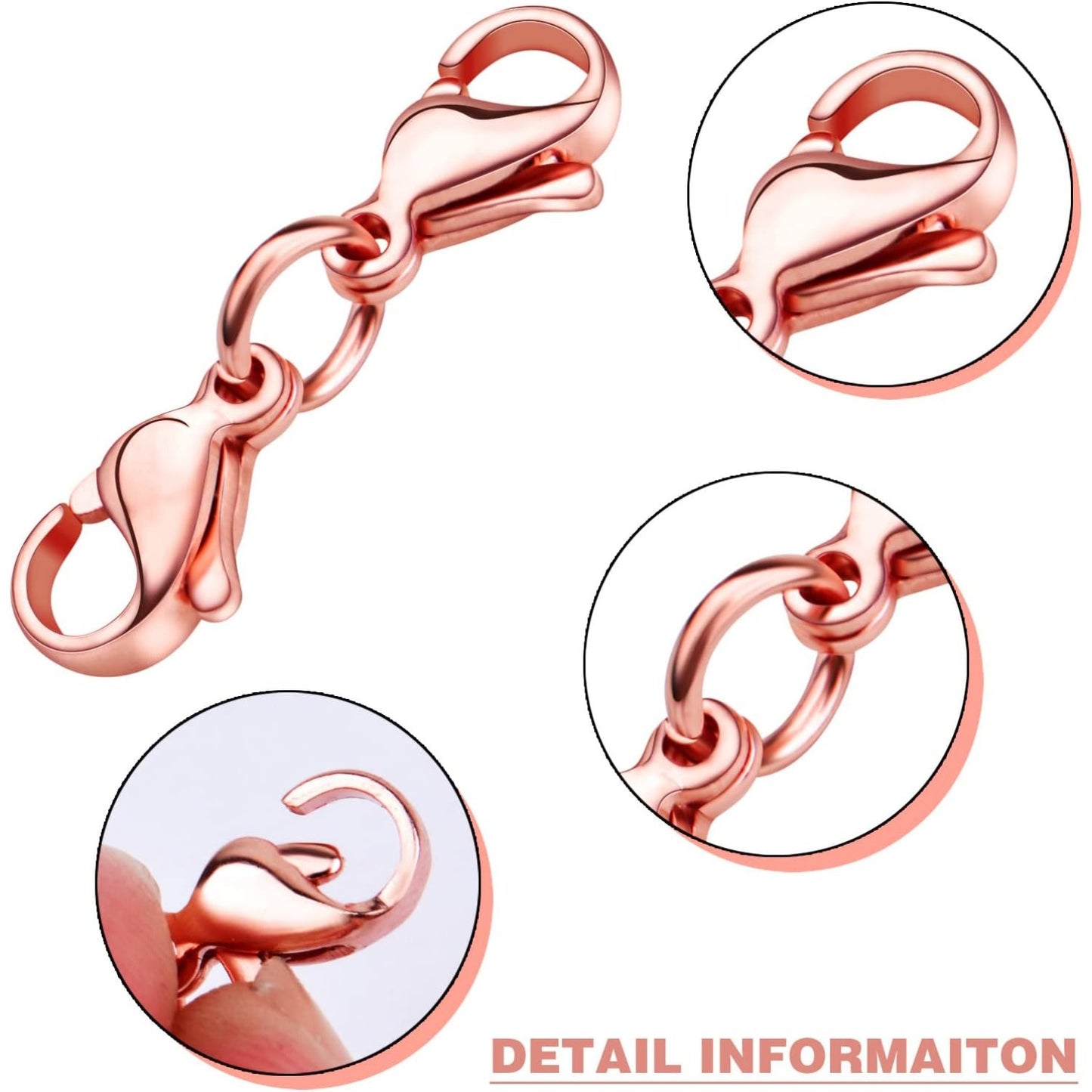 10 Sets Double Lobster Clasp Extender Stainless Steel Lobster Clasp Claw Connectors Bracelet Extension Clasps for DIY Crafts Necklace Jewelry Making Handmade Decoration