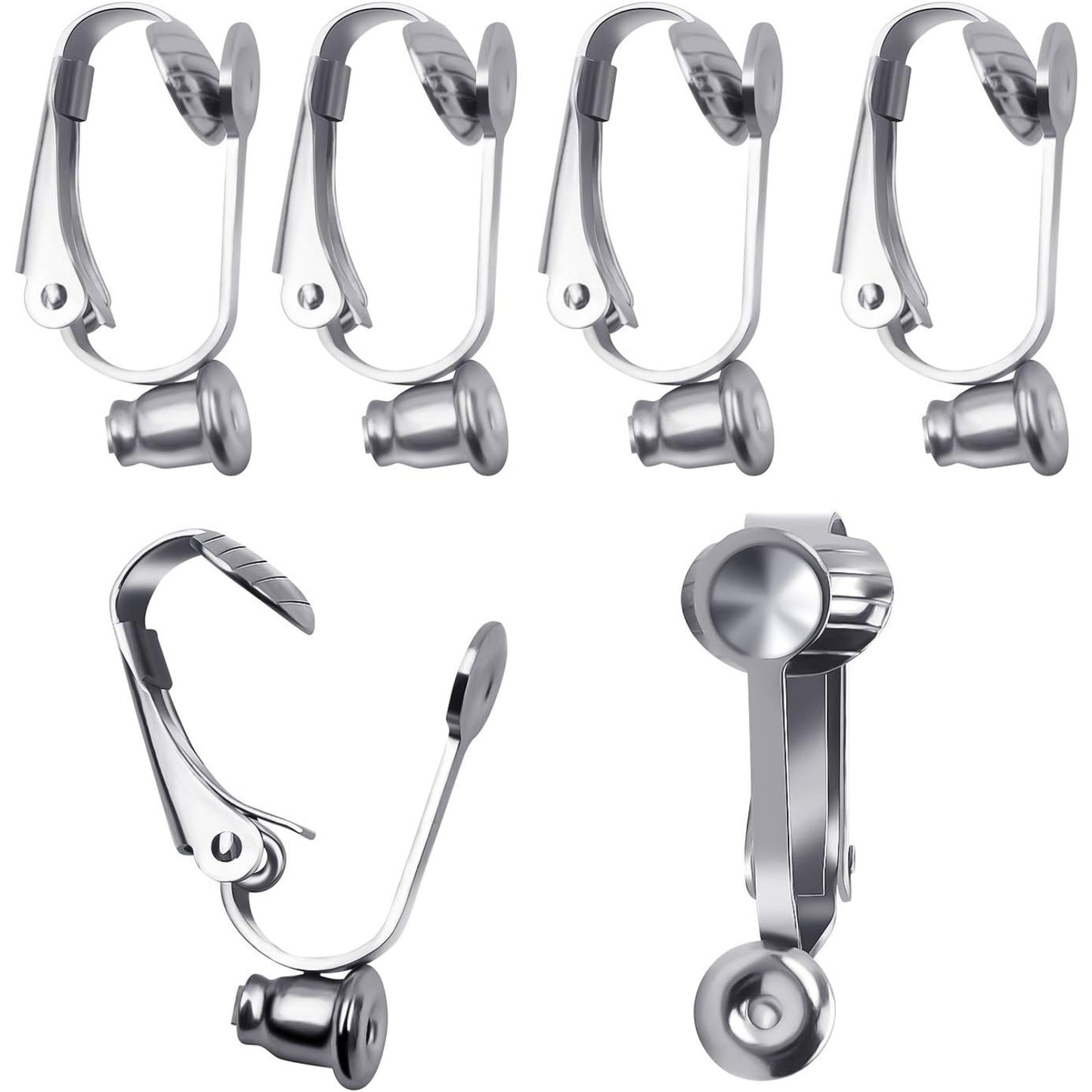 20 Pieces (10 Pairs) Stainless Steel Clip-on Earrings Converter Components with Post for Non-Pierced Ears DIY Earring - Turn Posts Into Clip-Ons