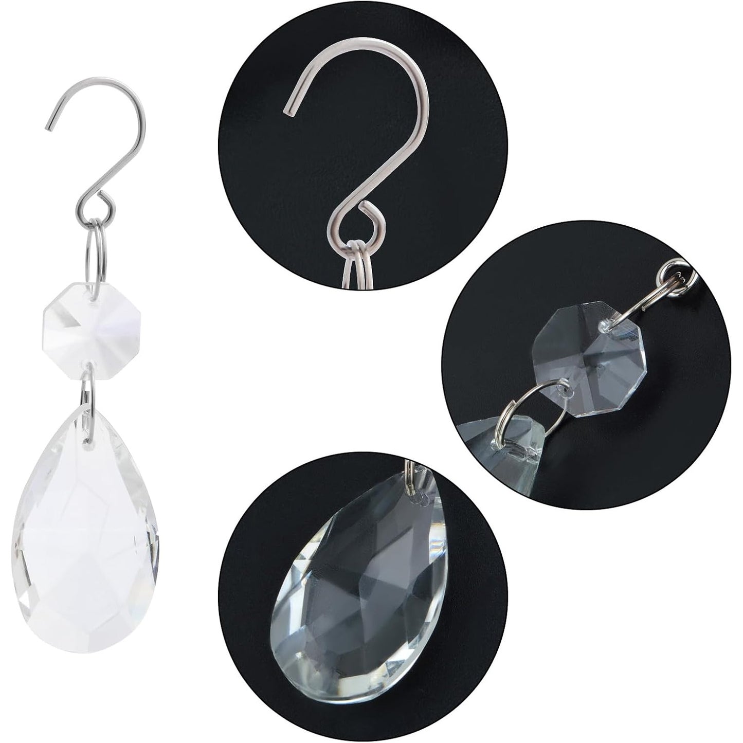 12pcs 38 mm Hanging Glass Crystal Chandelier Prisms Clear Teardrop Chandelier Crystals Suncatcher Pendants Hanging Ornaments with Hook for Window Office Home Decoration